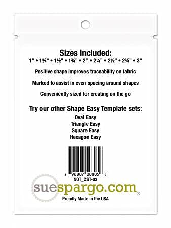 Sue Spargo Creative Stitching Templates - Nine Piece Set, ''Circles Easy''