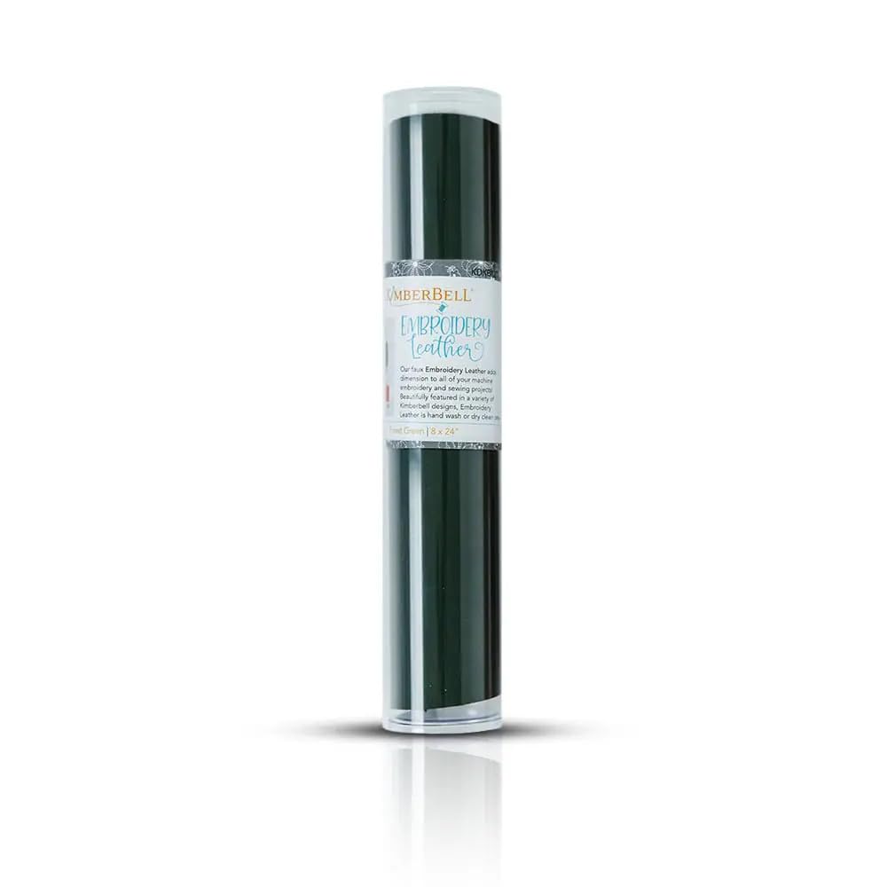 Kimberbell Embroidery Leather Sheet – Forest Green, 1PC, 8x24in – Faux Leather Fabric for Quilting, Sewing, Machine Embroidery & Appliqué – Soft PU Leather, Easy to Cut & Sew, Hand Washable