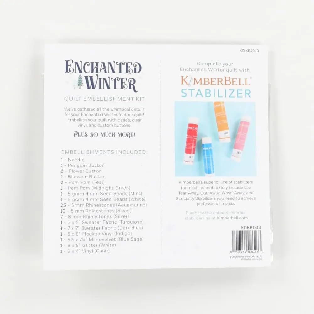 Kimberbell Enchanted Winter Embellishment Kit – Custom Beads, Buttons, Vinyl & Accents for Quilting & Sewing – Embroidery Embellishments for Enchanted Winter Quilt