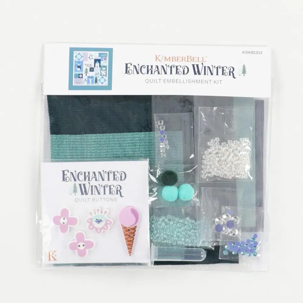 Kimberbell Enchanted Winter Embellishment Kit – Custom Beads, Buttons, Vinyl & Accents for Quilting & Sewing – Embroidery Embellishments for Enchanted Winter Quilt