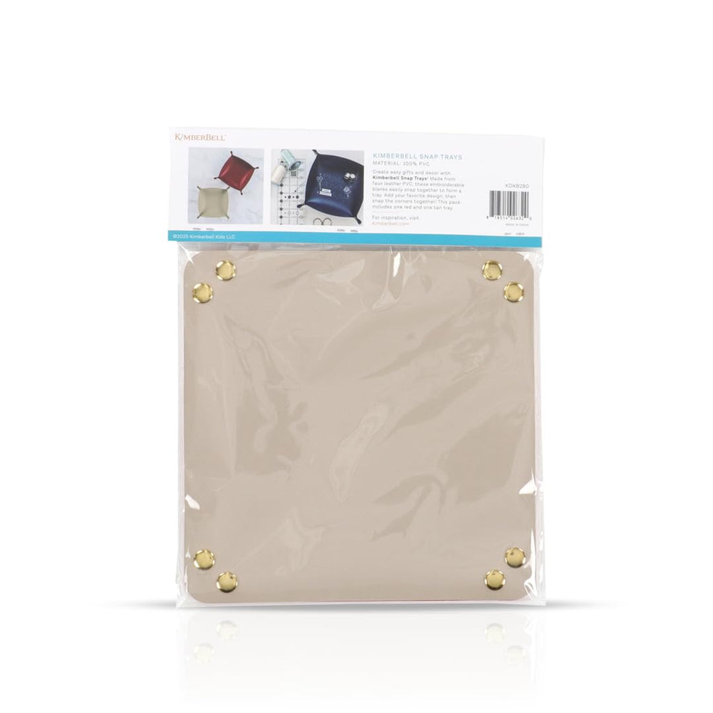 Kimberbell Snap Trays – Red & Tan Faux Leather PVC – 2-Pack Embroiderable Blanks – DIY Machine Embroidery Projects, Gifts & Home Décor – Easily Snap Corners to Form Tray