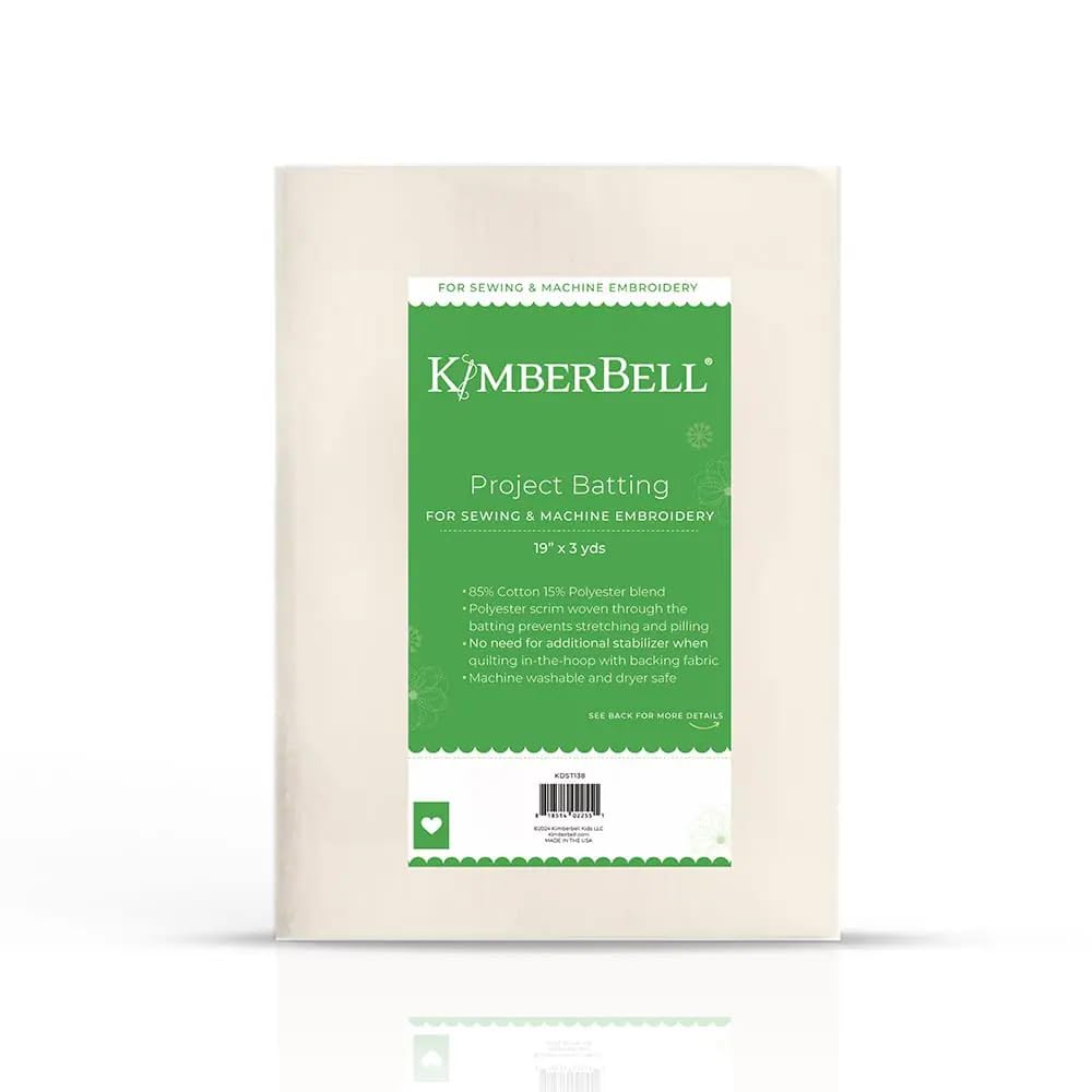 Kimberbell Project Batting – 40" x 40" Cotton/Poly Blend with Scrim – Quilting, Sewing & Machine Embroidery Stabilizer – Adds Texture, Dimension & Stability – Washer & Dryer Safe