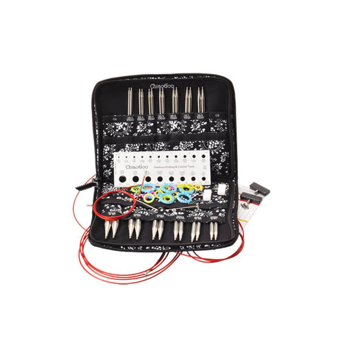 CHIAOGOO Needle Set Interchangeable Needle Tips Twist Lace Stainless Steel, Black
