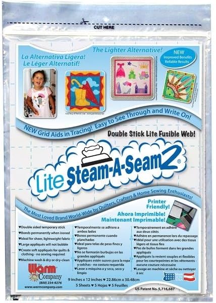 5 Pkgs Lite Steam-a-Seam 2, Double Stick Fusible Web, by The Warm Company