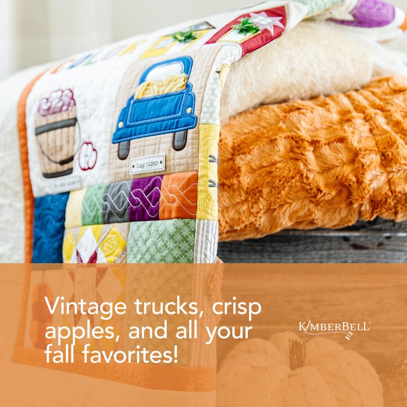 Kimberbell Falling for Autumn Quilt - Machine Embroidery Design CD & Book, Completed Size: 40 x 40” + 3 Bonus Projects, Step-By-Step Instructions Beginners to Advanced, Hoop Sizes: 4x4, 5x7, 6x10 &