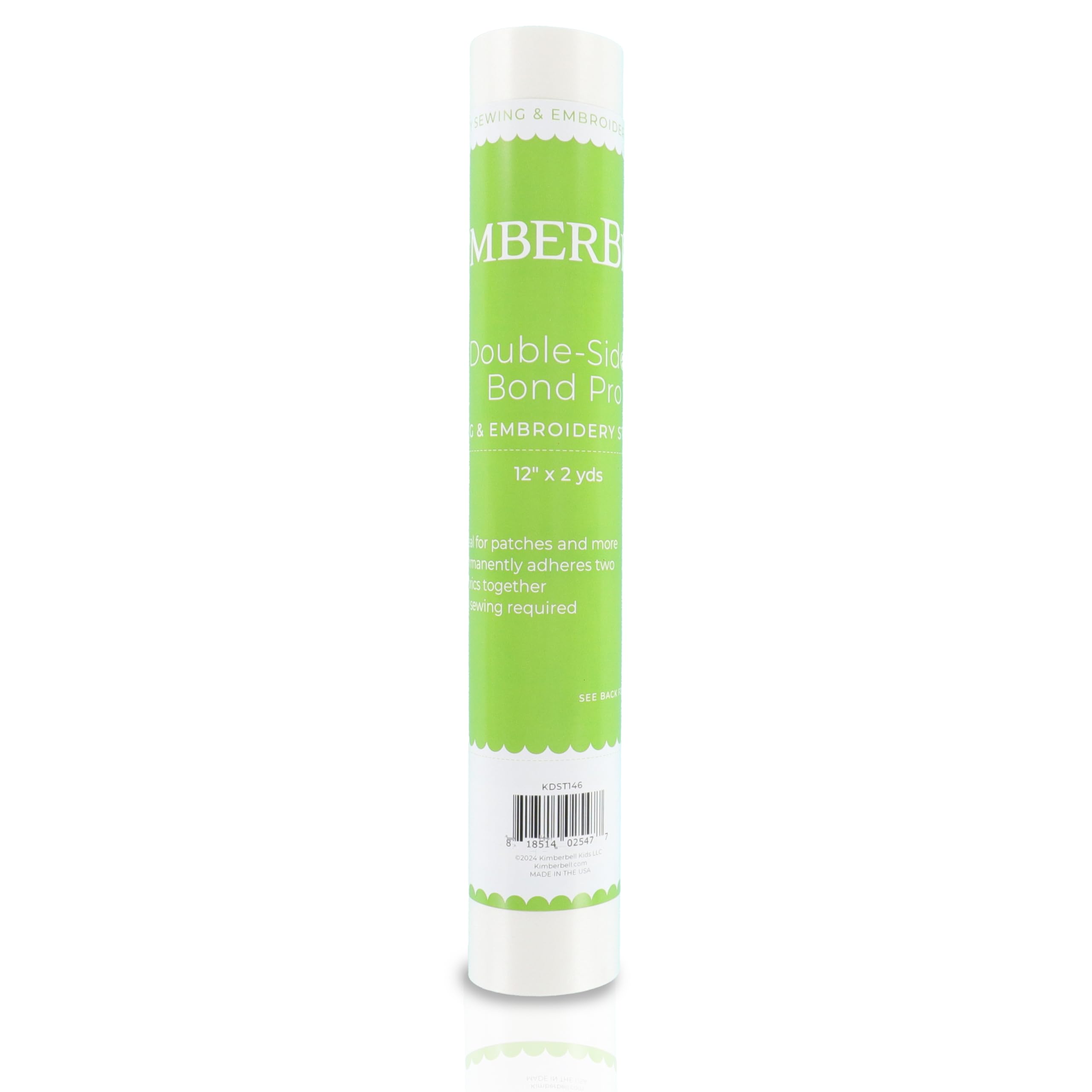 Kimberbell Double-Sided Bond Pro Stabilizer 12" x 2 Yards – Fusible Fabric Adhesive for Sewing, Machine Embroidery, Applique, Hemming, Crafts – Strong Durable Hold, Quick 8–12 Second Fuse