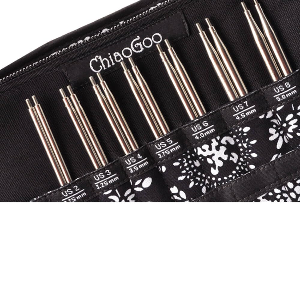 CHIAOGOO Needle Set Interchangeable Needle Tips Twist Lace Stainless Steel, Black