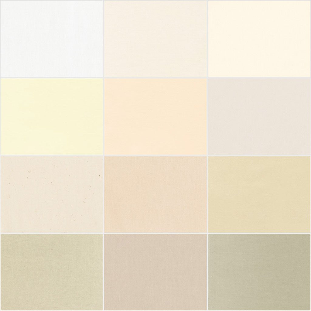 Studio RK Kona Cotton Solids Not Quite White 12 Fat Quarter Bundle Robert Kaufman Fabrics FQ-909-12