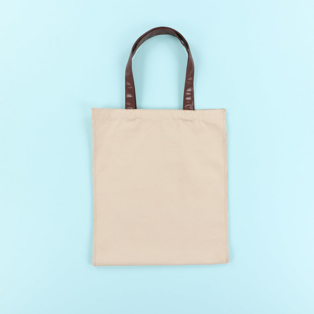 Kimberbell Canvas Tote Blank – 100% Cotton Embroidery Tote with Faux Leather Handles – 13"x30" Unfinished, 12"x14.75" Finished – Easy-to-Hoop Open Seams – Light Tan