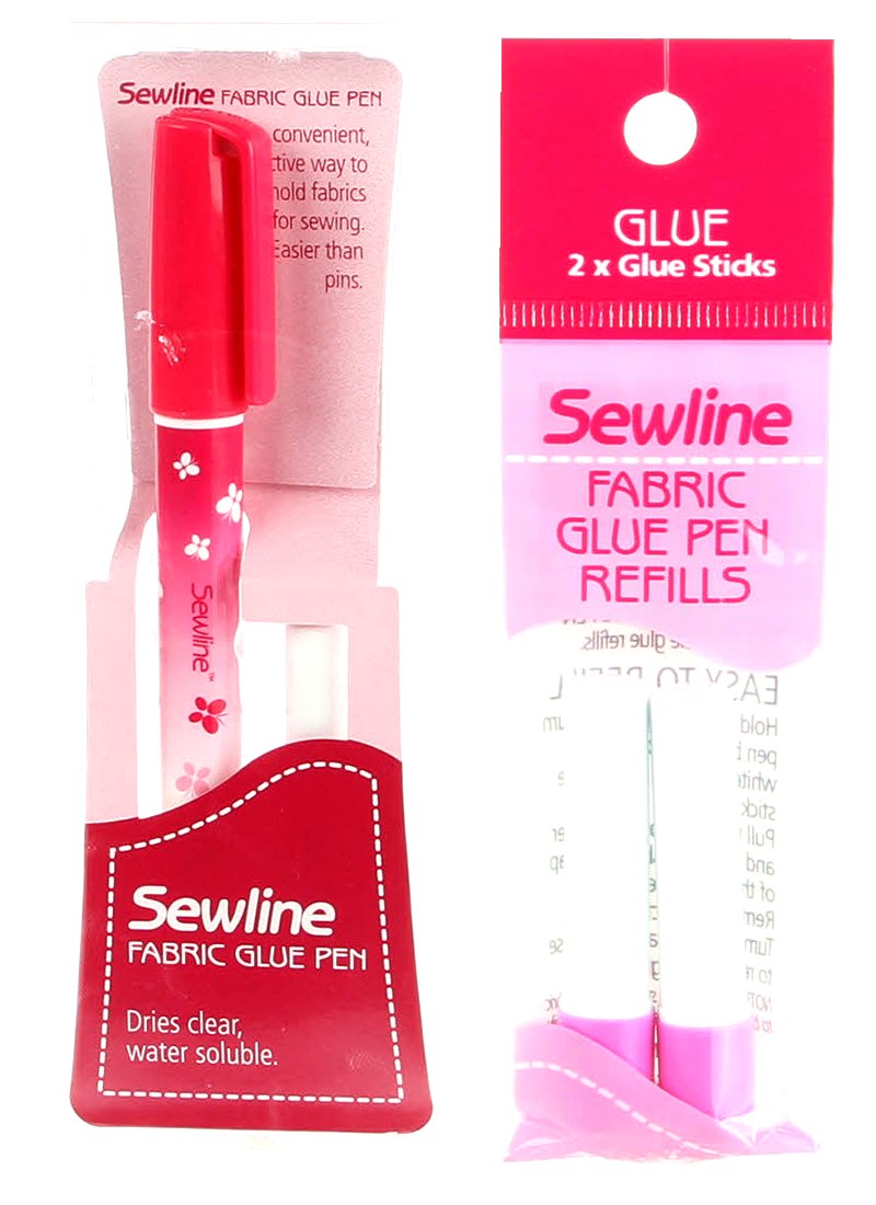 Bundle of Sewline Fabric Glue Pen(s) Blue, and Fabric Glue Pen Refill 2-Pack(s) Blue (1 Pen, 1 2-Pack Refills)