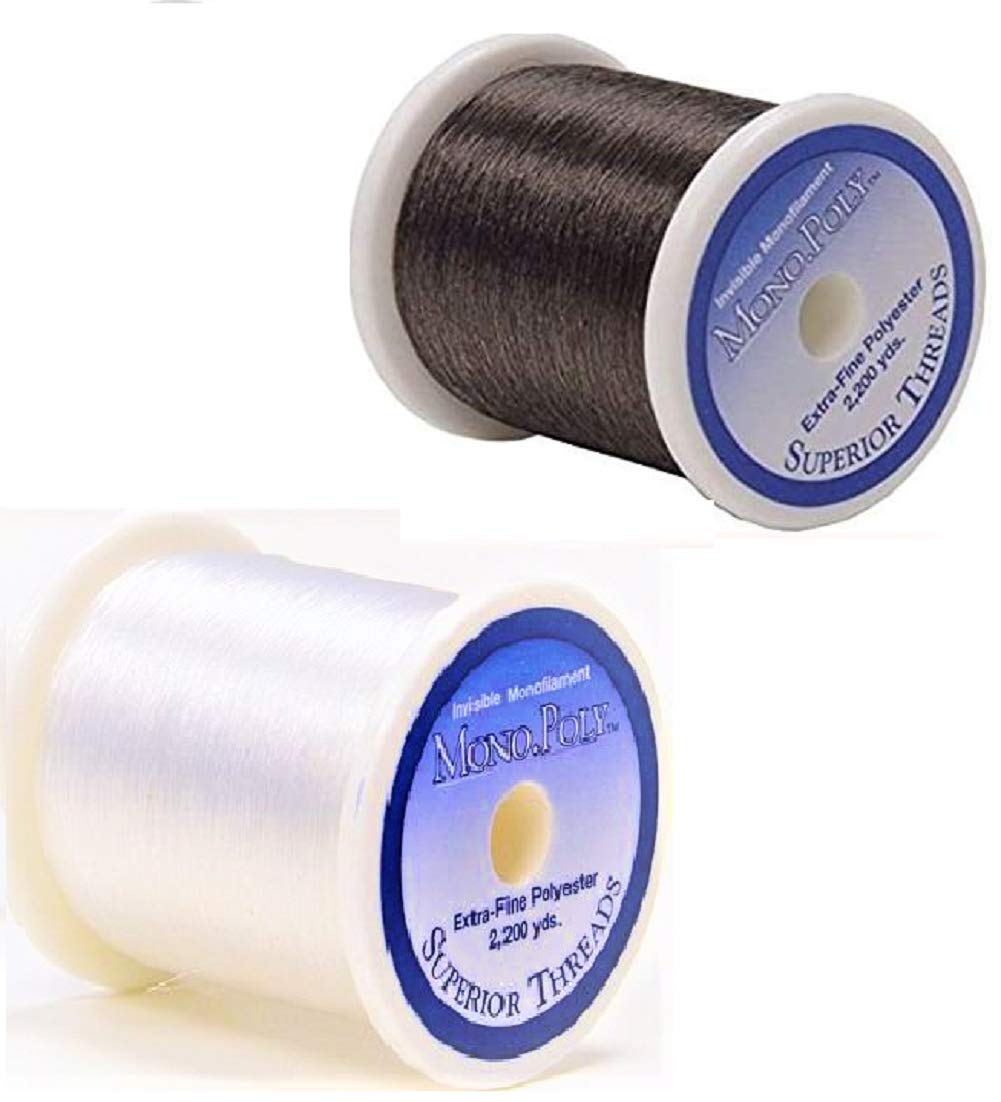 Bundle of Superior Monopoly Transparent/Invisible Thread Spool of Each Clear and Smoke 2200 yds Each Color