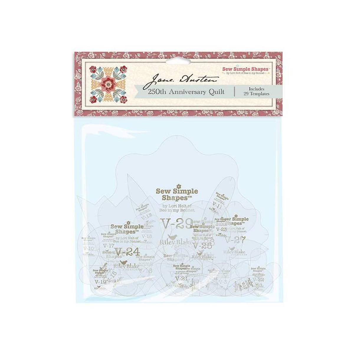 Jane Austen 250th Anniversary Quilt Sew Simple Shapes by Lori Holt – 29 Plastic Templates for Appliqué & Quilting – See-Through Fussy Cut Tools for Block of the Month Project
