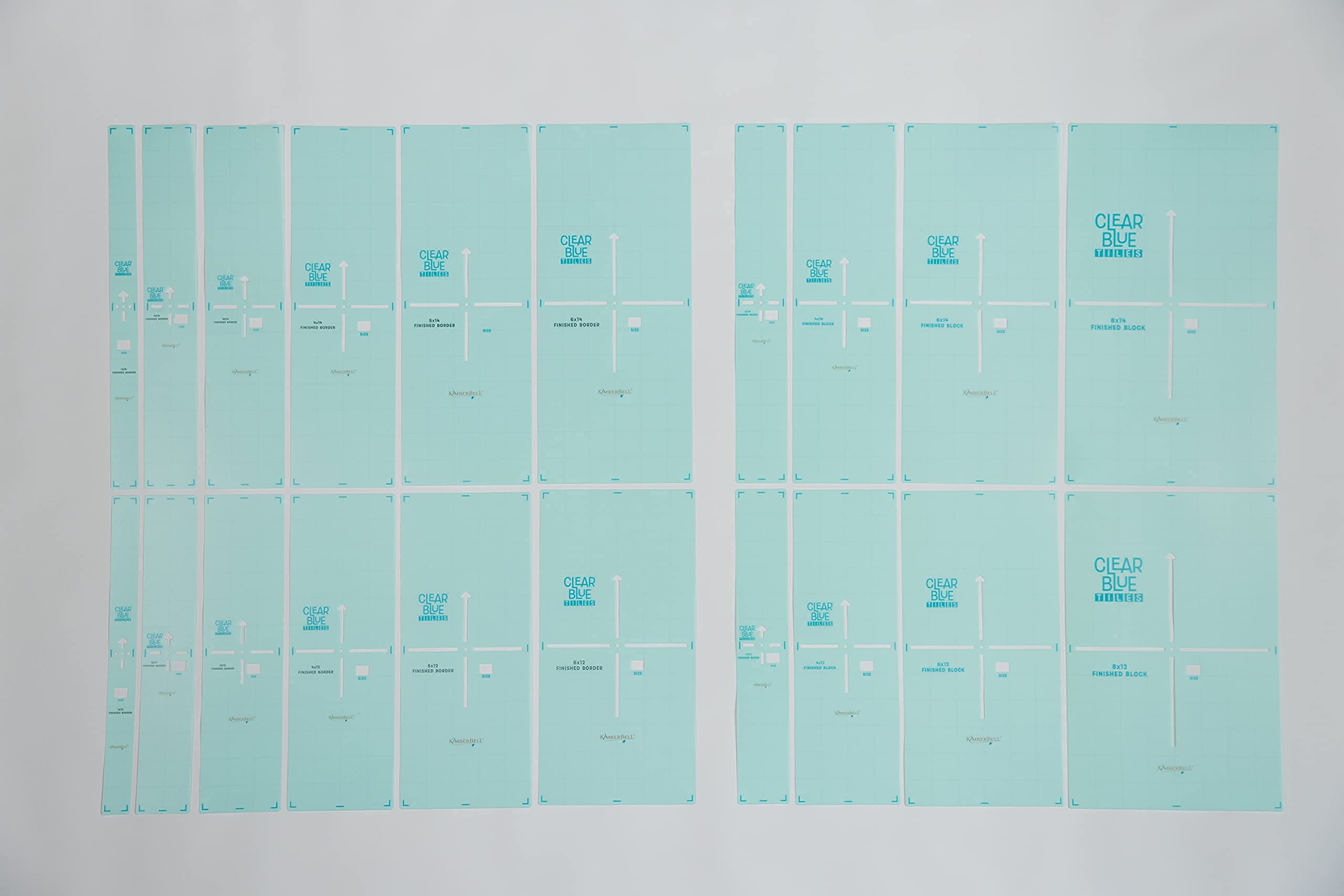 Kimberbell Clear Blue Tiles: Expansion Set (22 Pcs) for Larger Hoop Sizes, at-Home Quilting System On Your Embroidery Machine, Custom Block-by-Block Quilting, Allover Quilting Patterns