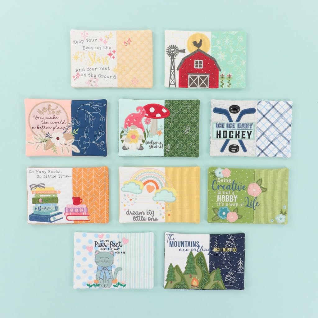 Kimberbell Mug Rugs Volume 1-4 Machine Embroidery Designs, Easy Step-by-Step Instructions, for Beginners to Advanced, Made in USA