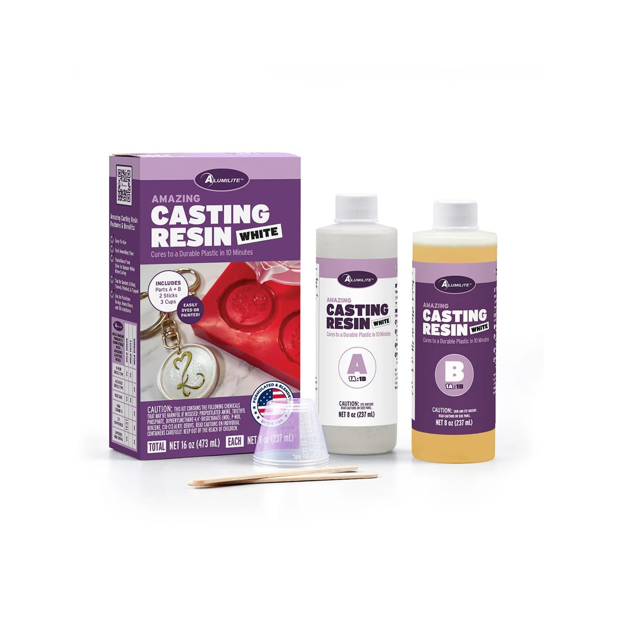 Amazing Casting Resin Kit – Fast-Curing Resin for Mold Making – Each Pack Includes Two 8oz Bottles, Mixing Cups, Stir Sticks, and Instructions – Ideal for DIY Crafts, Jewelry (One Pack)