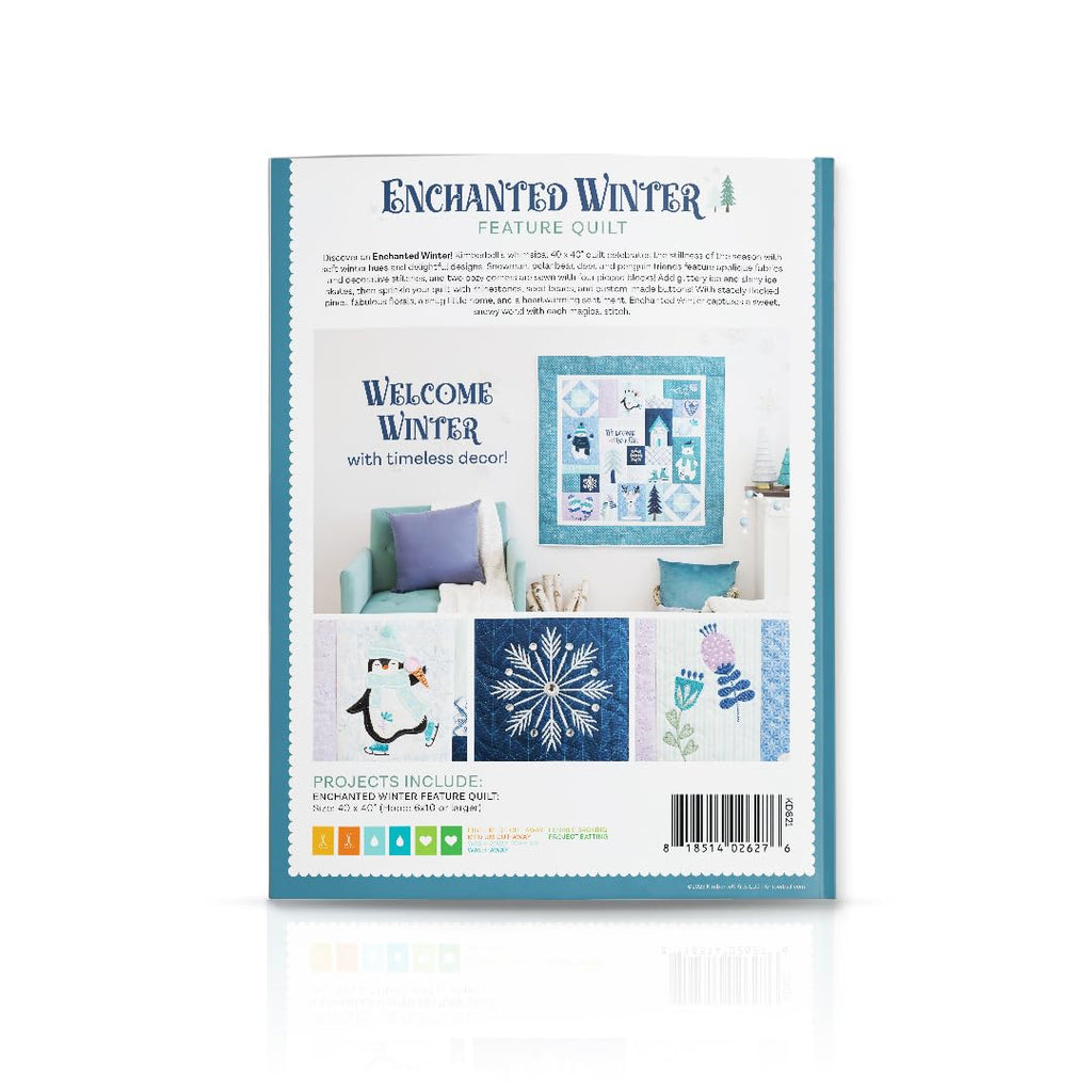 Kimberbell Enchanted Winter Feature Quilt – 40x40 Winter Quilt Pattern with Appliqué & In-the-Hoop Blocks – Instruction Book + Digital Redemption Code for Machine Embroidery Designs