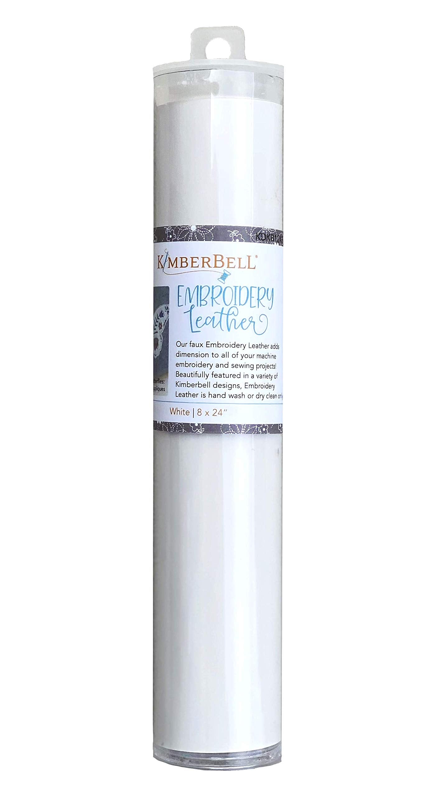 Kimberbell Embroidery Leather – White - 8x24in Faux Leather Sheet – Hand Washable, Assorted Colors – Adds Dimension to Machine Embroidery, Sewing & Quilting Projects