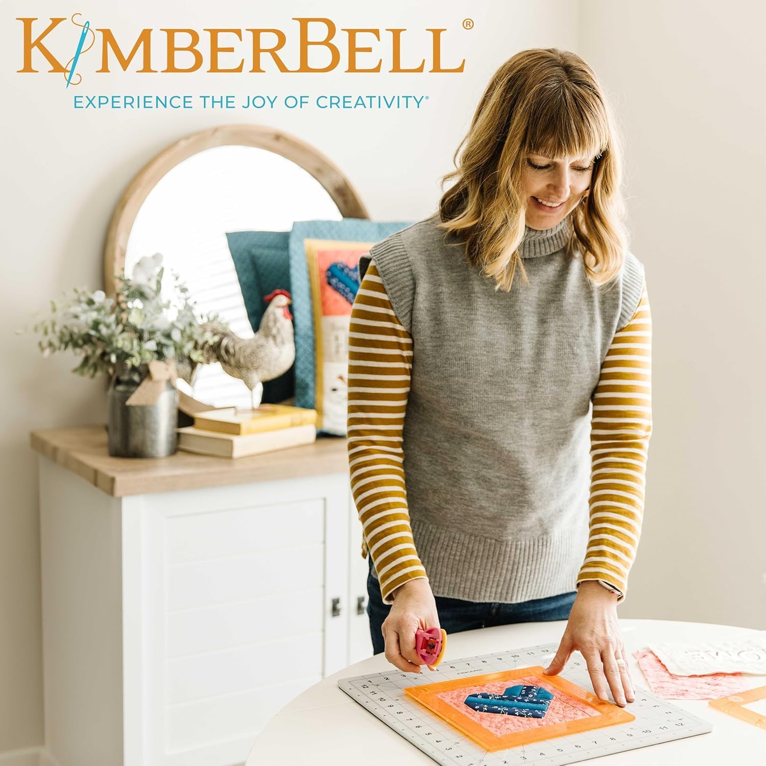 Kimberbell Orange Pop Rulers Bundle – Square Set of 4 + Rectangle Set of 6 | Quilting & Sewing Rulers with Slip-Stop Grip | Easy Block Centering for Quilting, Embroidery, and Appliqué