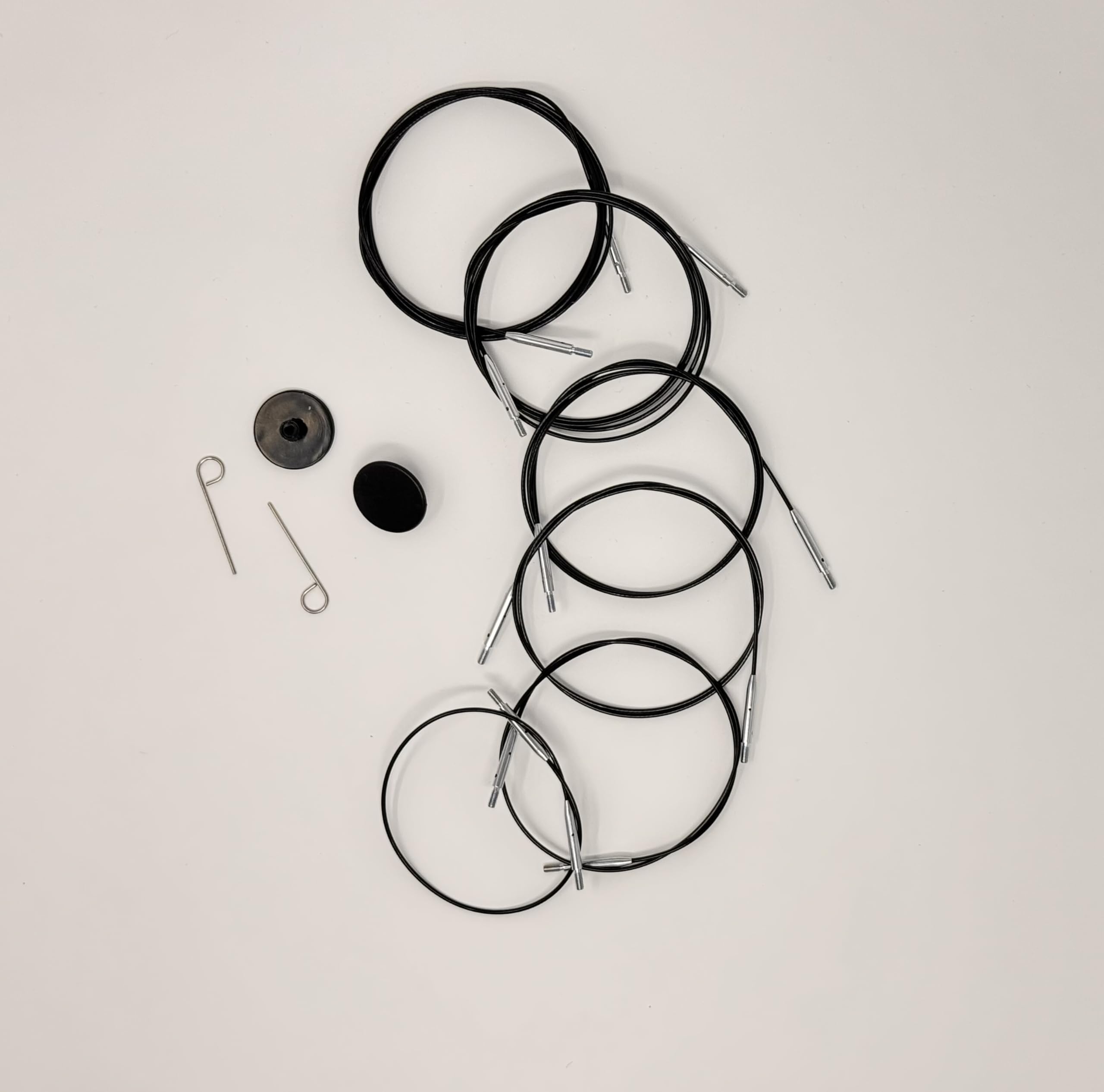 Knitters Pride Interchangeable Black Cord Variety Pack - 6 Common Sizes, 16, 24, 32, 40, 47, 60