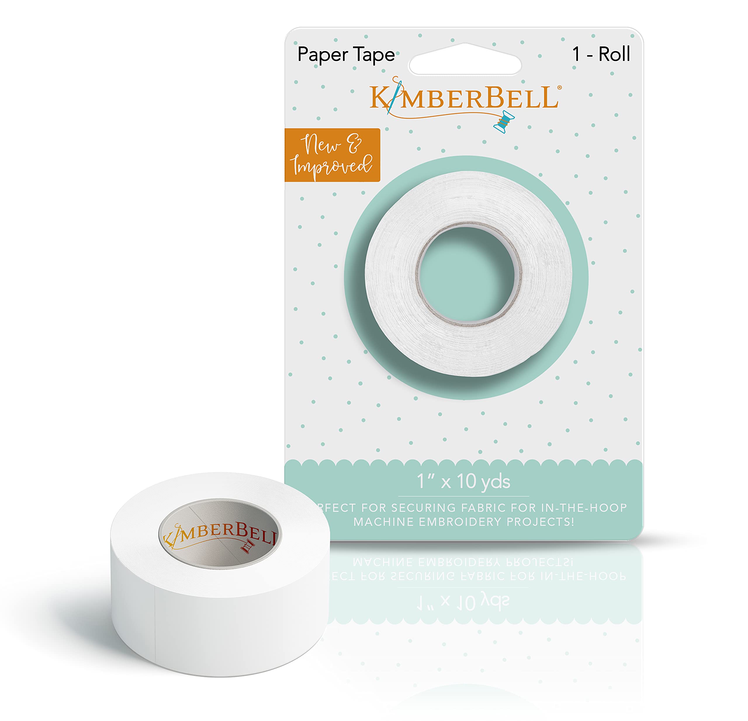 Kimberbell Paper Tape - 1 Roll, Size: 1" x 10 Yds, Sewing & Machine Embroidery, Easy Attachment, No Sticky Residue, Semi-Transparent, Tears Away with Ease, KDTL100