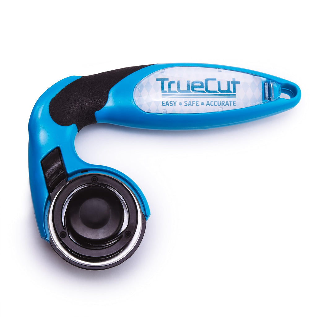 TrueCut My Comfort Rotary Cutter - 45mm Ergonomic Wheel Cutter for Fabric, Quilting, Sewing, Crafting - Left or Right-Handed - Track-and-Guide Ruler - Quilting and Sewing Supplies