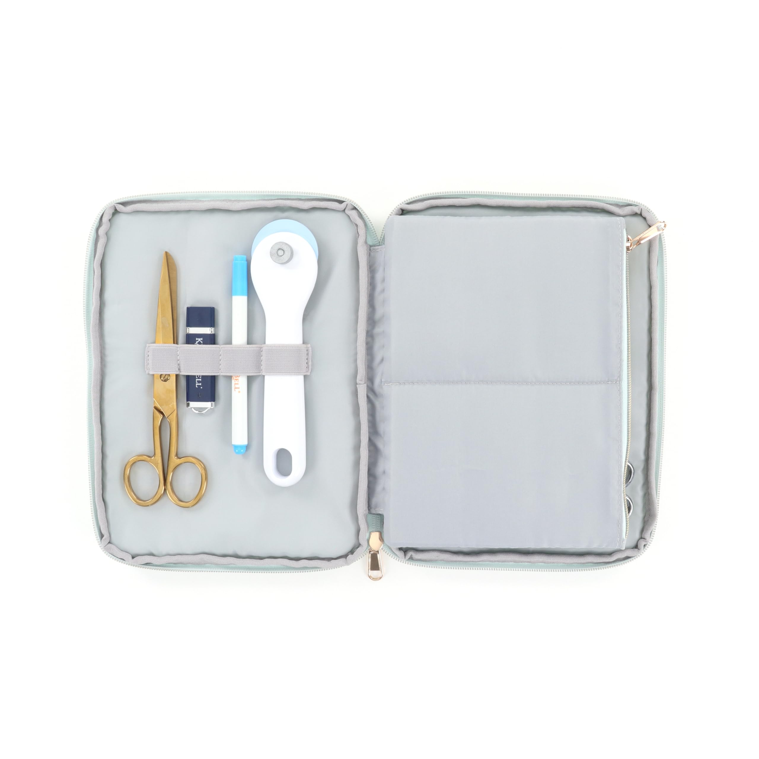 Kimberbell Tool Tote - Quilting and Embroidery Organizer Bag for Clear Blue Tiles, Orange Pop Rulers, and Sewing Supplies - Chic Craft Travel Bag
