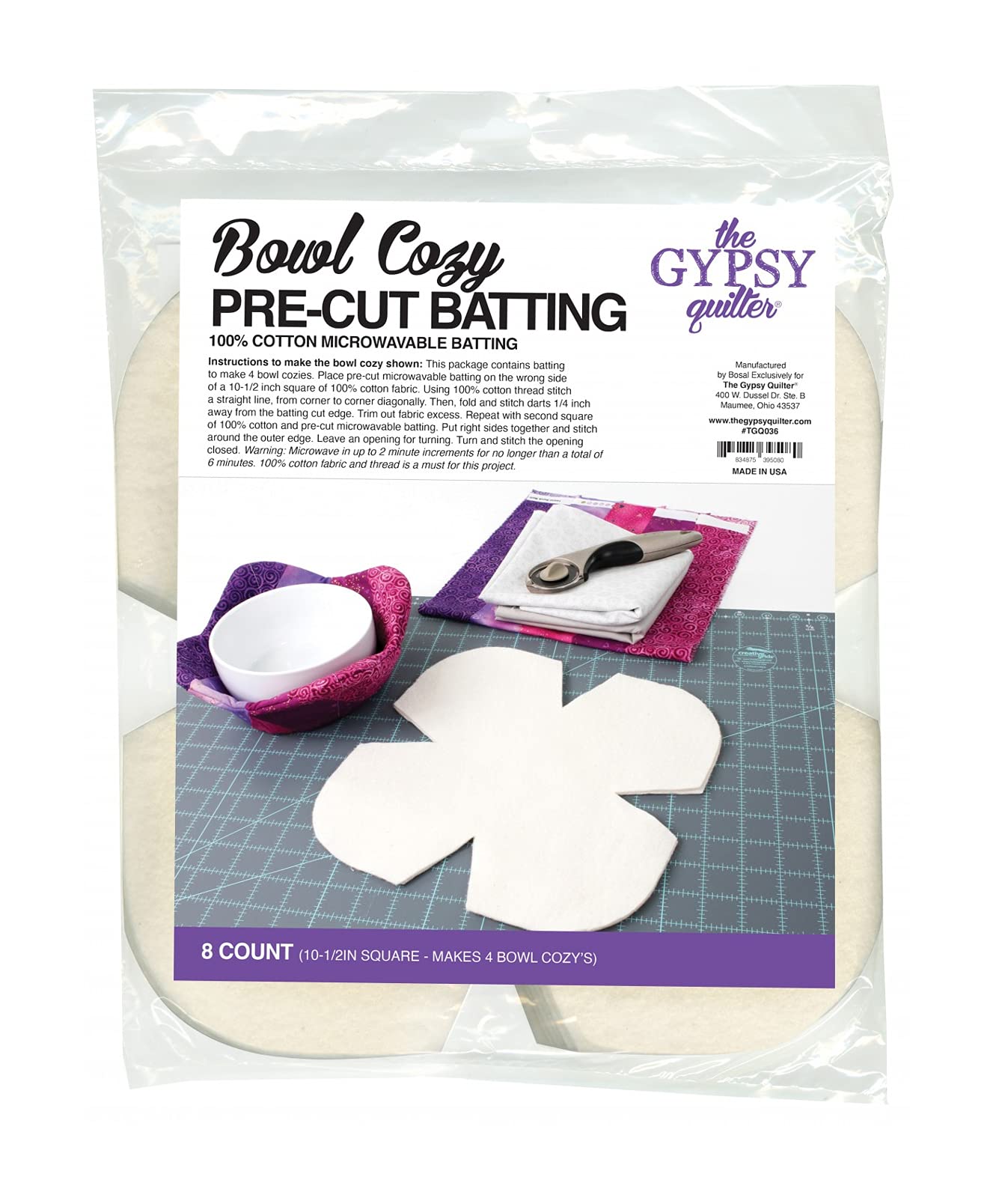Gypsy Quilter Bowl Cozy Pre Cut Batting 8ct