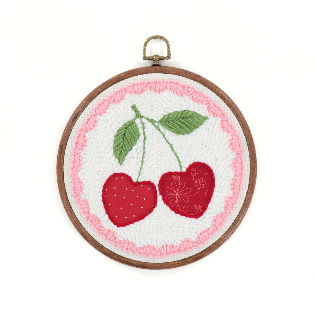 Kimberbell Punch Needle Kit – Life is Cherry Sweet - DIY Punch Needle Set For Beginners With Tool, Monks Cloth, Yarn, Frame, Fabric & Reusable Project Bag | Embroidery Craft Set