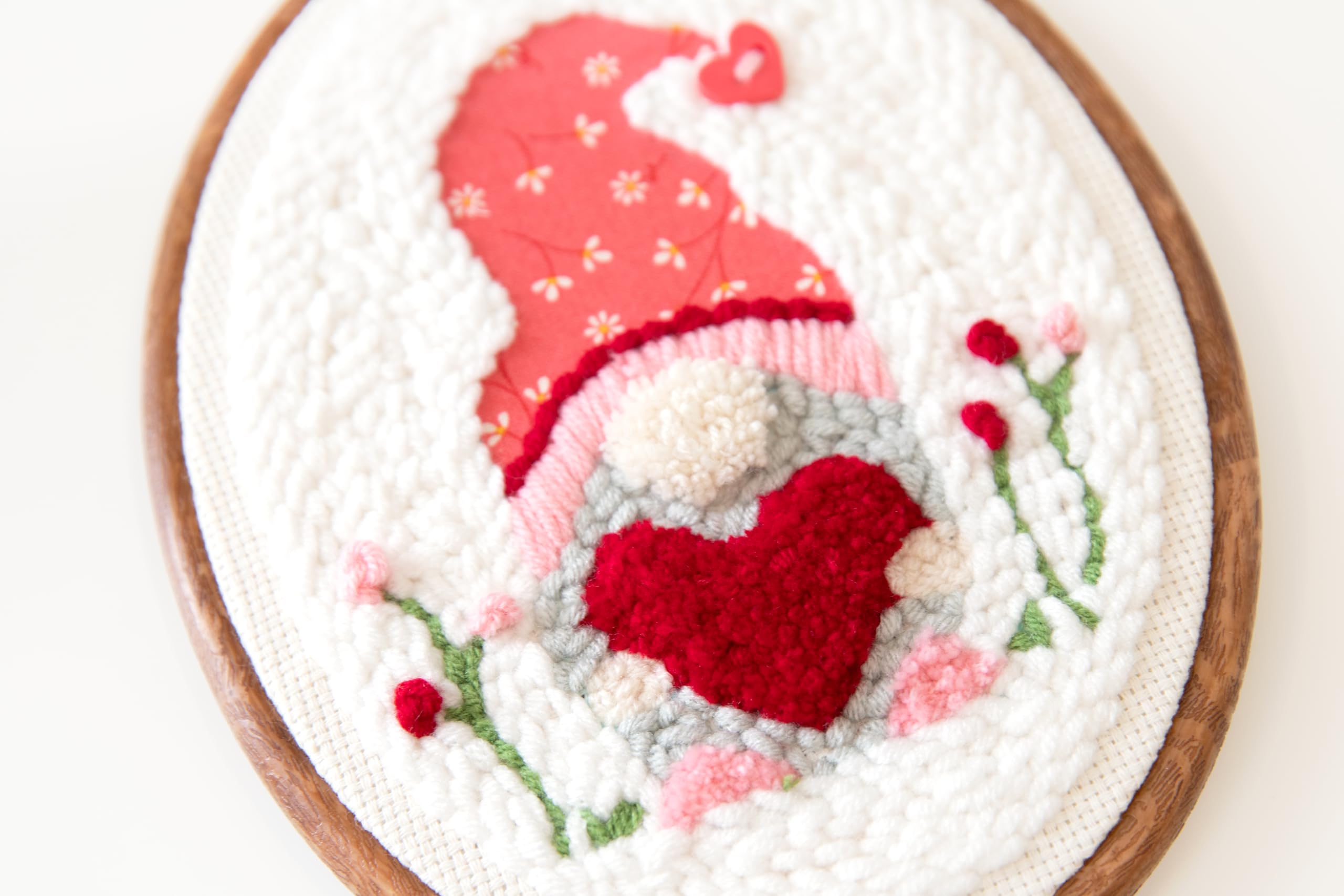 Kimberbell Punch Needle Kit - Be My Gnomie – Complete Punch Needle Set with Tool, Monks Cloth, Yarn, Frame, Fabric & Reusable Project Bag | Adorable Gnome Embroidery Kit