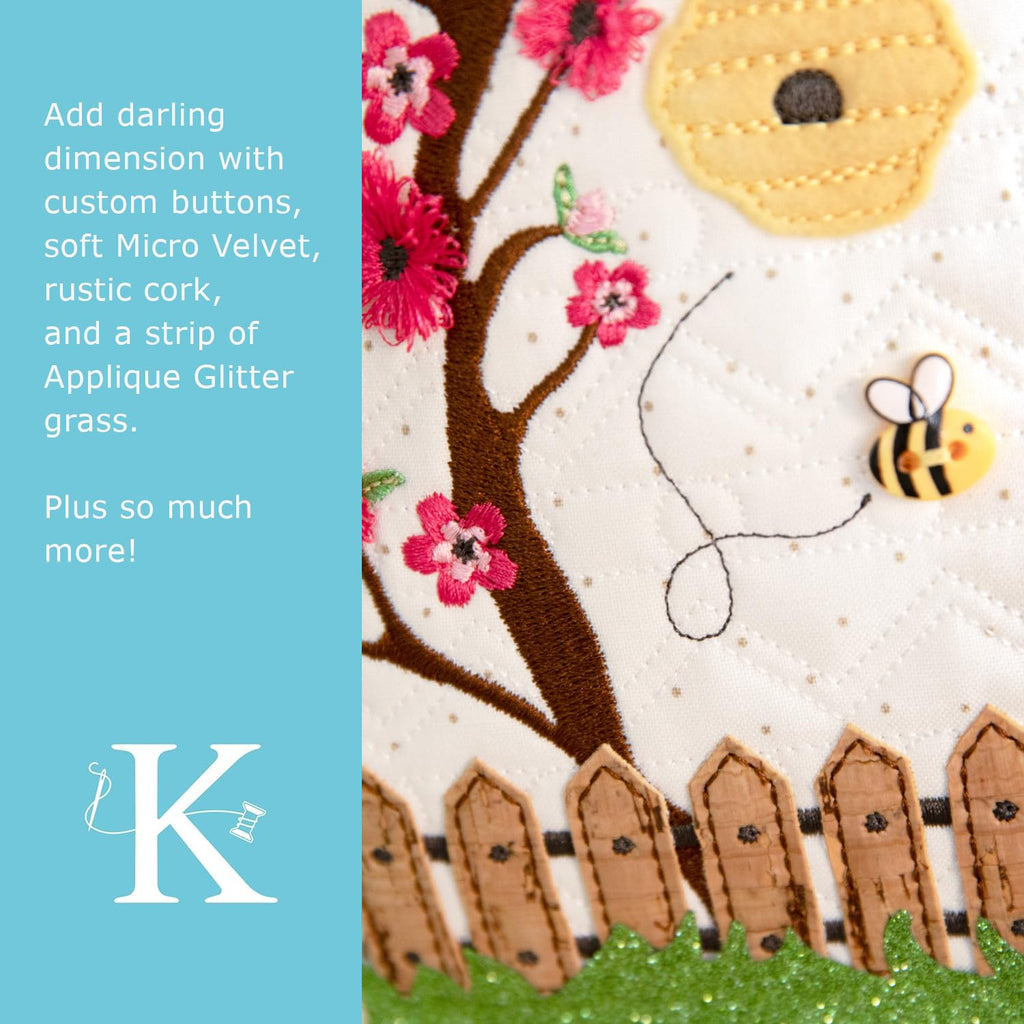 Kimberbell Hoppin’ Down the Bunny Trail Bench Pillow Embellishment Kit – 25 Piece Set for Embroidery, Sewing & Crafting – Includes Buttons, Felt, Glitter Grass & So Much More!