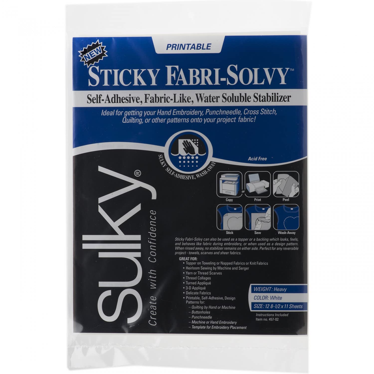 Sulky 8.5x11 stabilizer, 8.5" x 11" 12-Pack, White