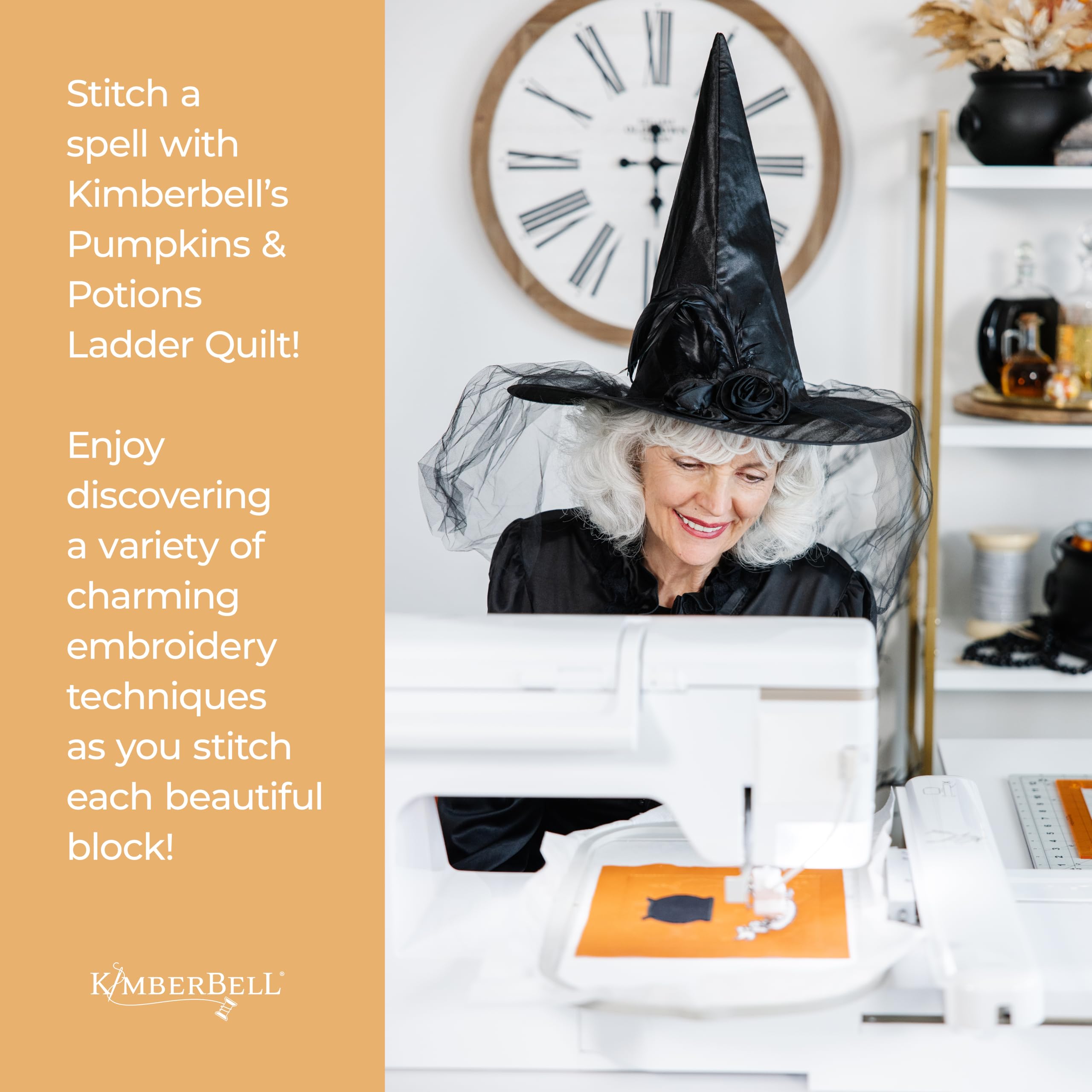 Kimberbell Pumpkins & Potions Ladder Quilt - Machine Embroidery Design CD, Quilting, Embroidery Patterns, Halloween Designs