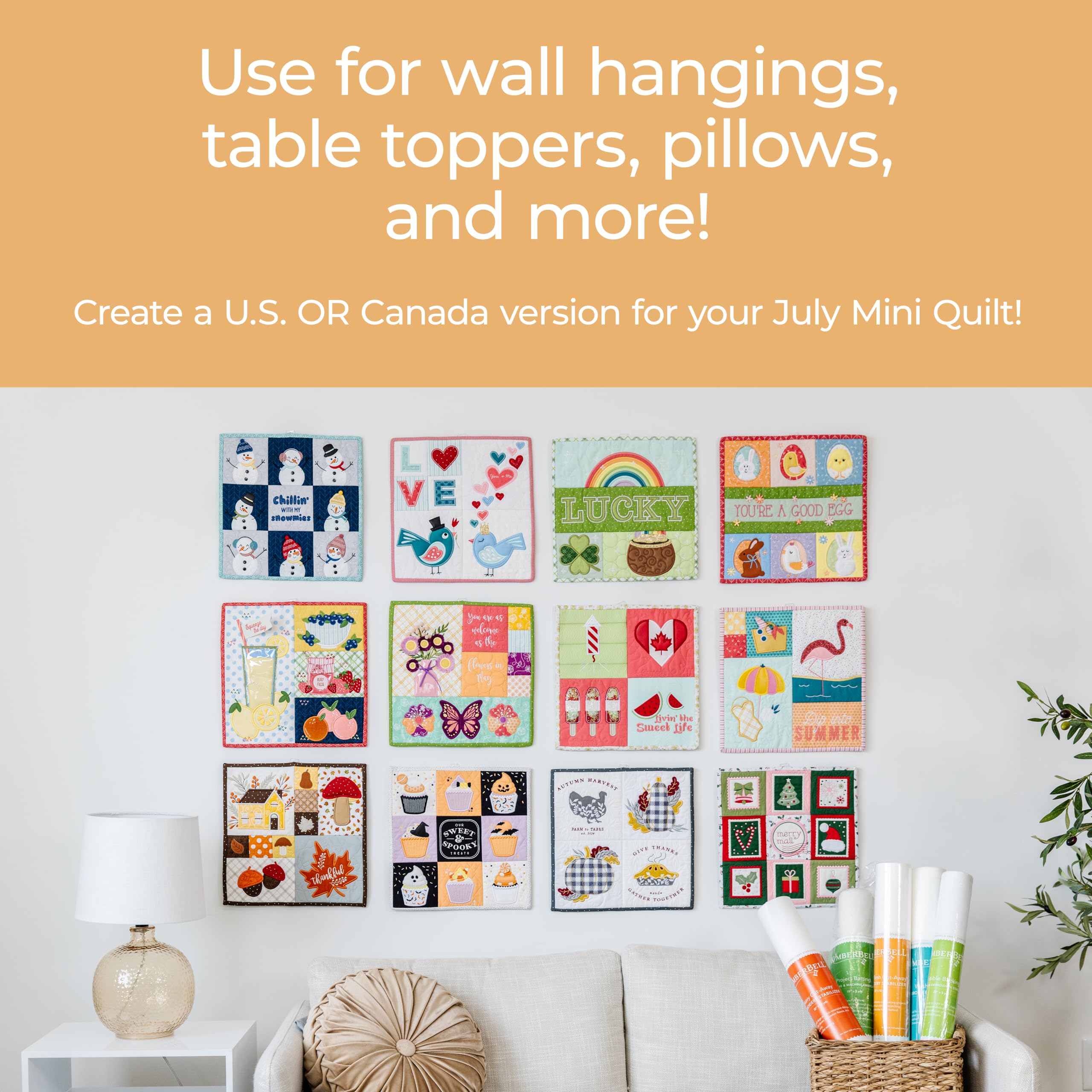 Kimberbell Mini Quilts Vol. 2 July–December – Machine Embroidery Design CD with 6 Seasonal 12x12” Projects, Made in 5x7 or Larger Hoops, Perfect for Gifts & Holiday Home Décor