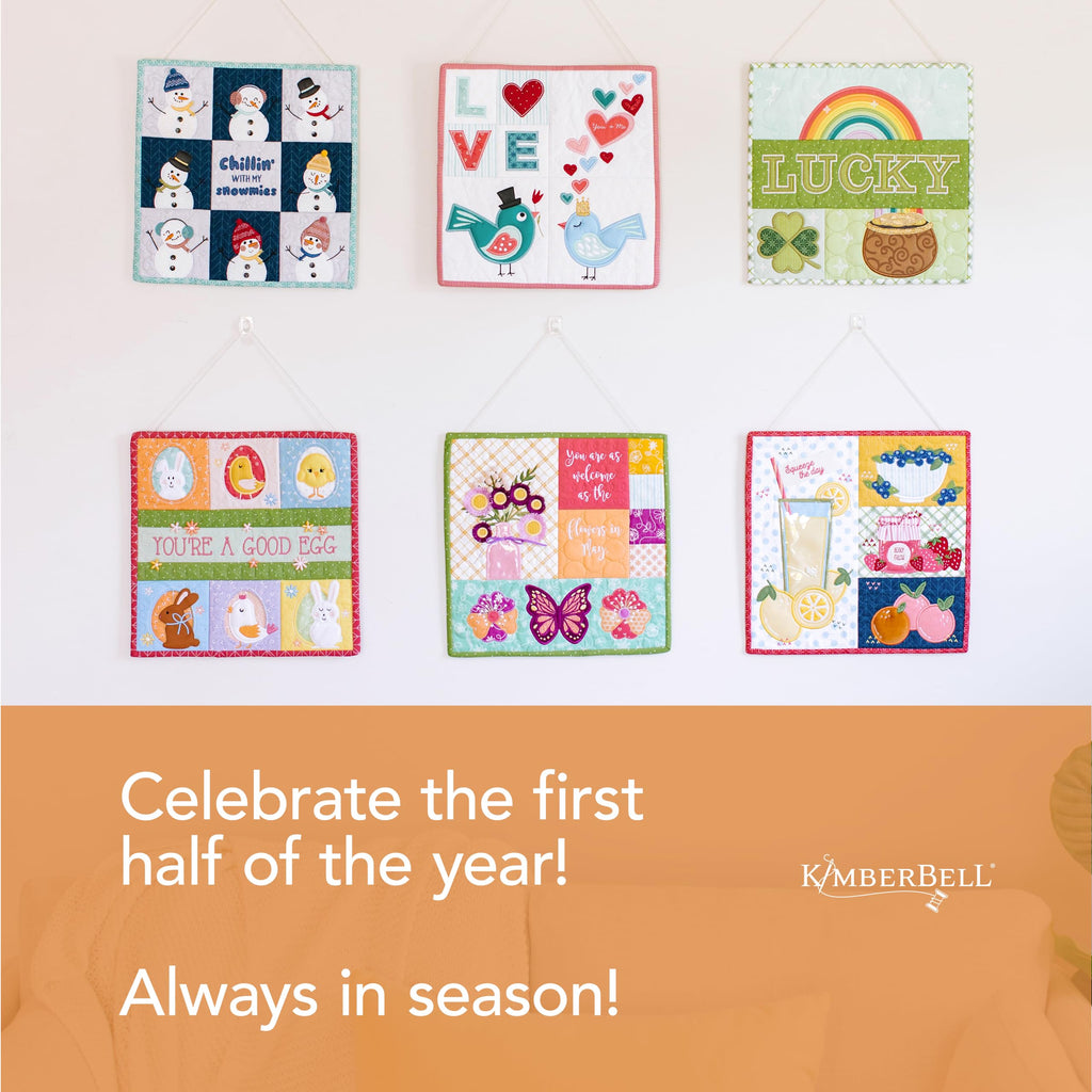 Kimberbell Mini Quilts Vol. 1: Jan–June Machine Embroidery CD – 6 Seasonal 12x12” in-The-Hoop Projects for 5x7 or Larger Hoops, Includes Quilting Designs & Instructions