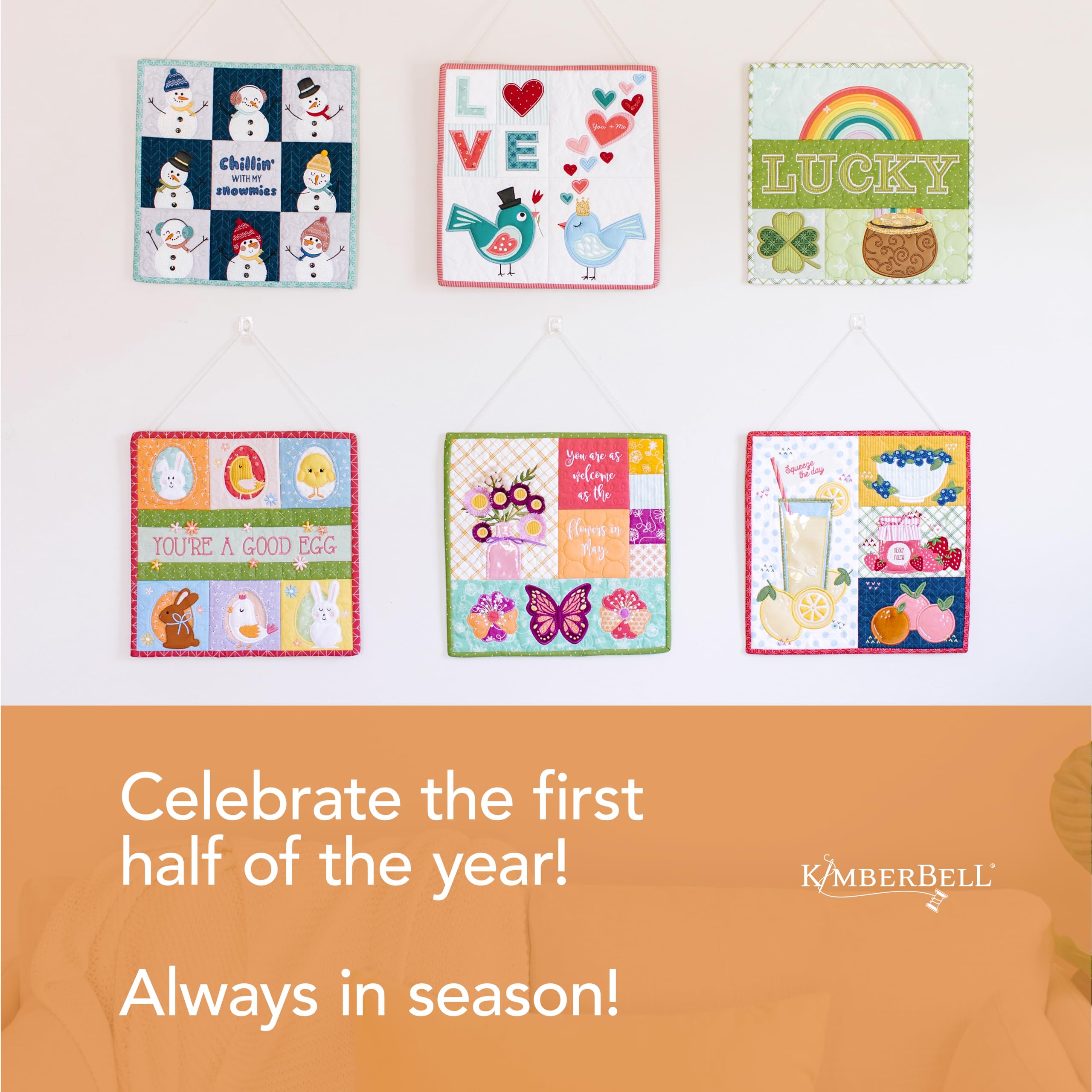 Kimberbell Mini Quilts Vol. 1: Jan–June Machine Embroidery CD – 6 Seasonal 12x12” in-The-Hoop Projects for 5x7 or Larger Hoops, Includes Quilting Designs & Instructions
