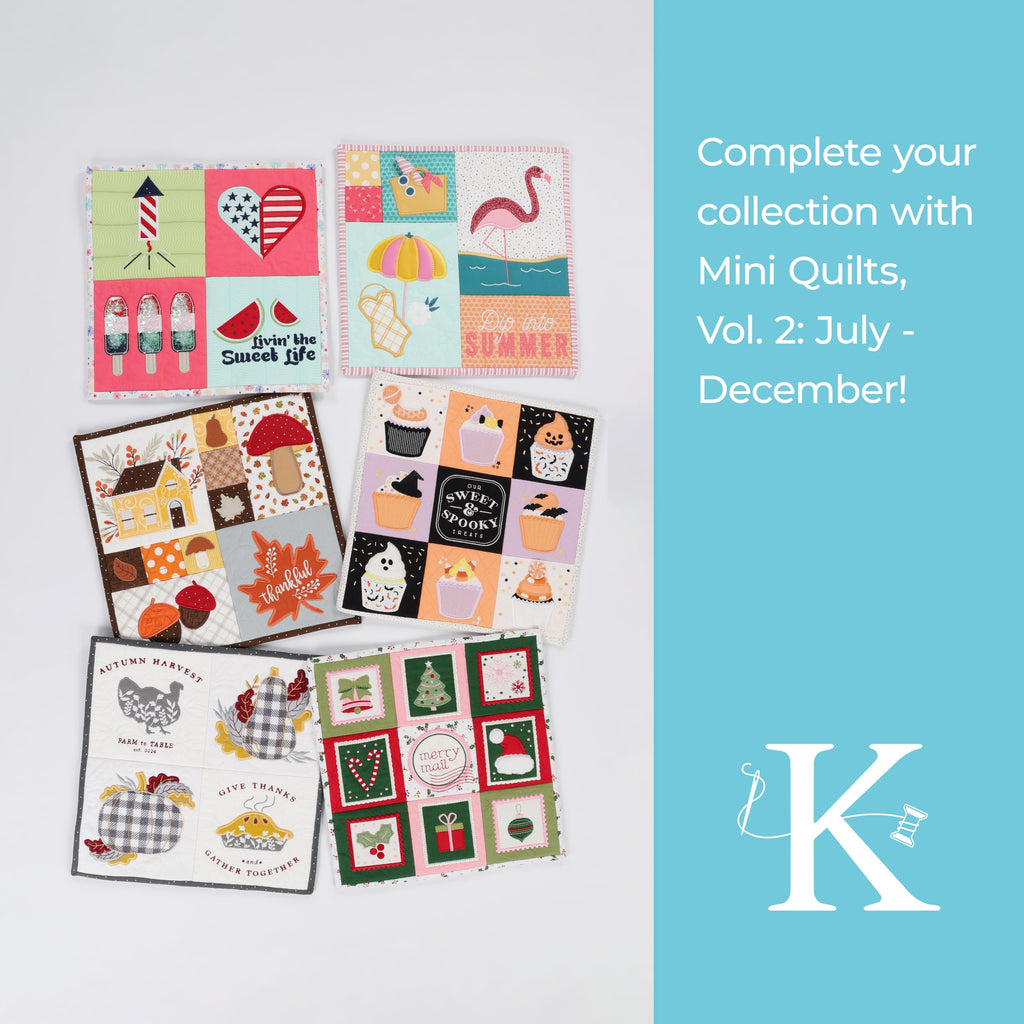 Kimberbell Mini Quilts Vol. 2 July–December – Machine Embroidery Design CD with 6 Seasonal 12x12” Projects, Made in 5x7 or Larger Hoops, Perfect for Gifts & Holiday Home Décor