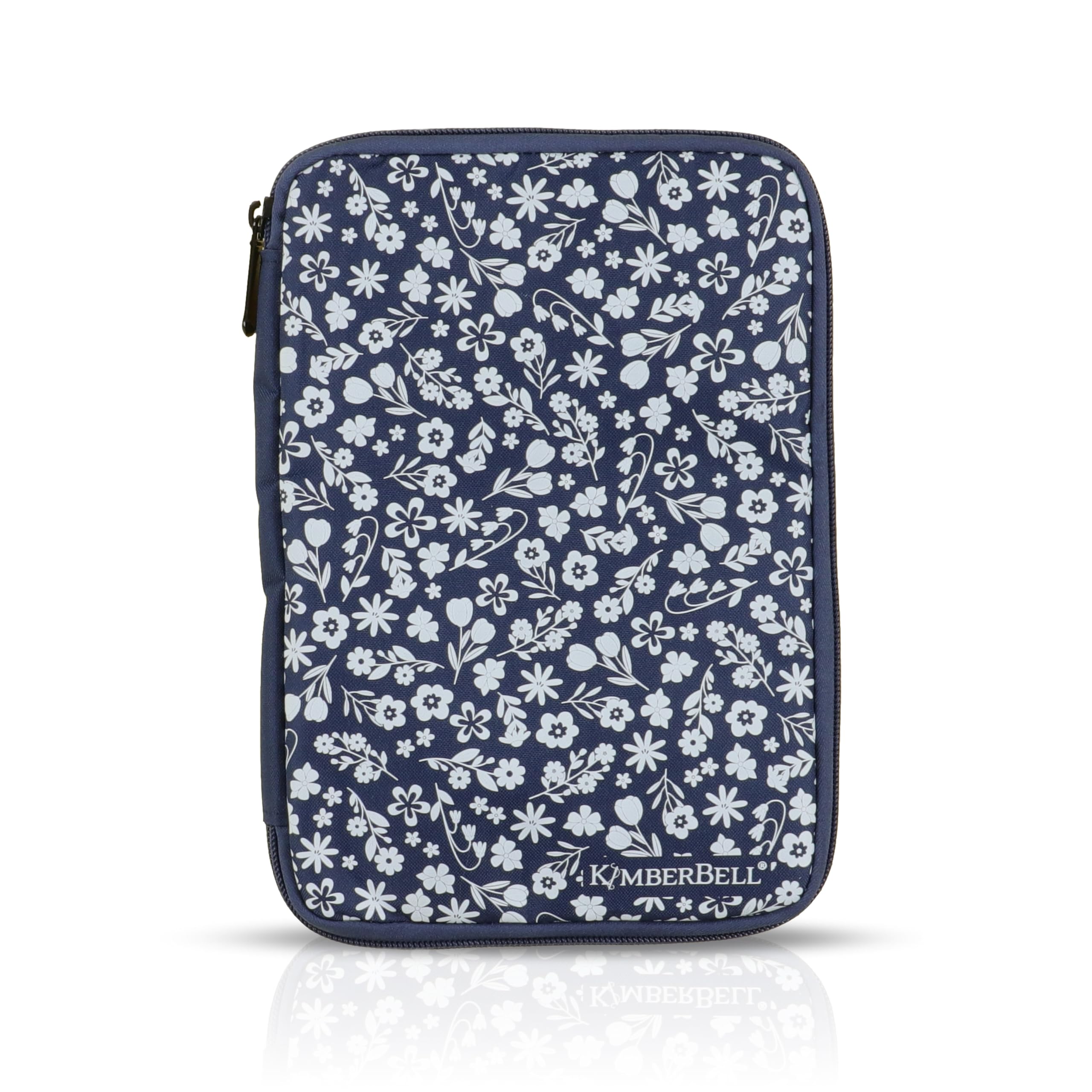 Kimberbell Navy Floral USB Case – Holds Up to 32 Flash Drives – Padded Zippered Storage Pouch for USB Drives (10 x 7 x 0.75")