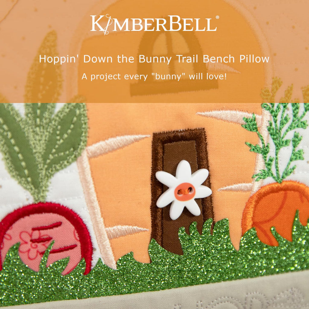Kimberbell Hoppin’ Down the Bunny Trail Bench Pillow Embellishment Kit – 25 Piece Set for Embroidery, Sewing & Crafting – Includes Buttons, Felt, Glitter Grass & So Much More!