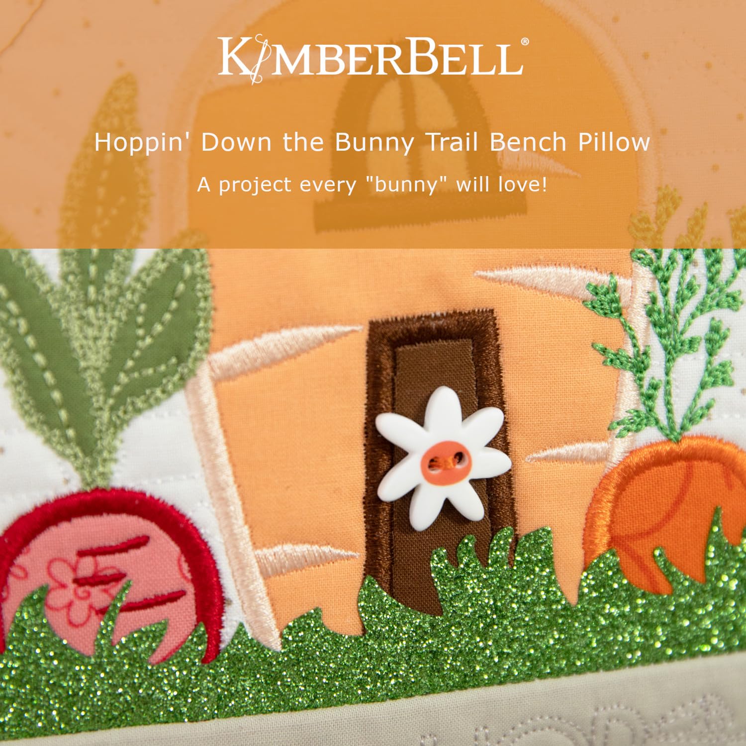 Kimberbell Hoppin’ Down the Bunny Trail Bench Pillow Embellishment Kit – 25 Piece Set for Embroidery, Sewing & Crafting – Includes Buttons, Felt, Glitter Grass & So Much More!