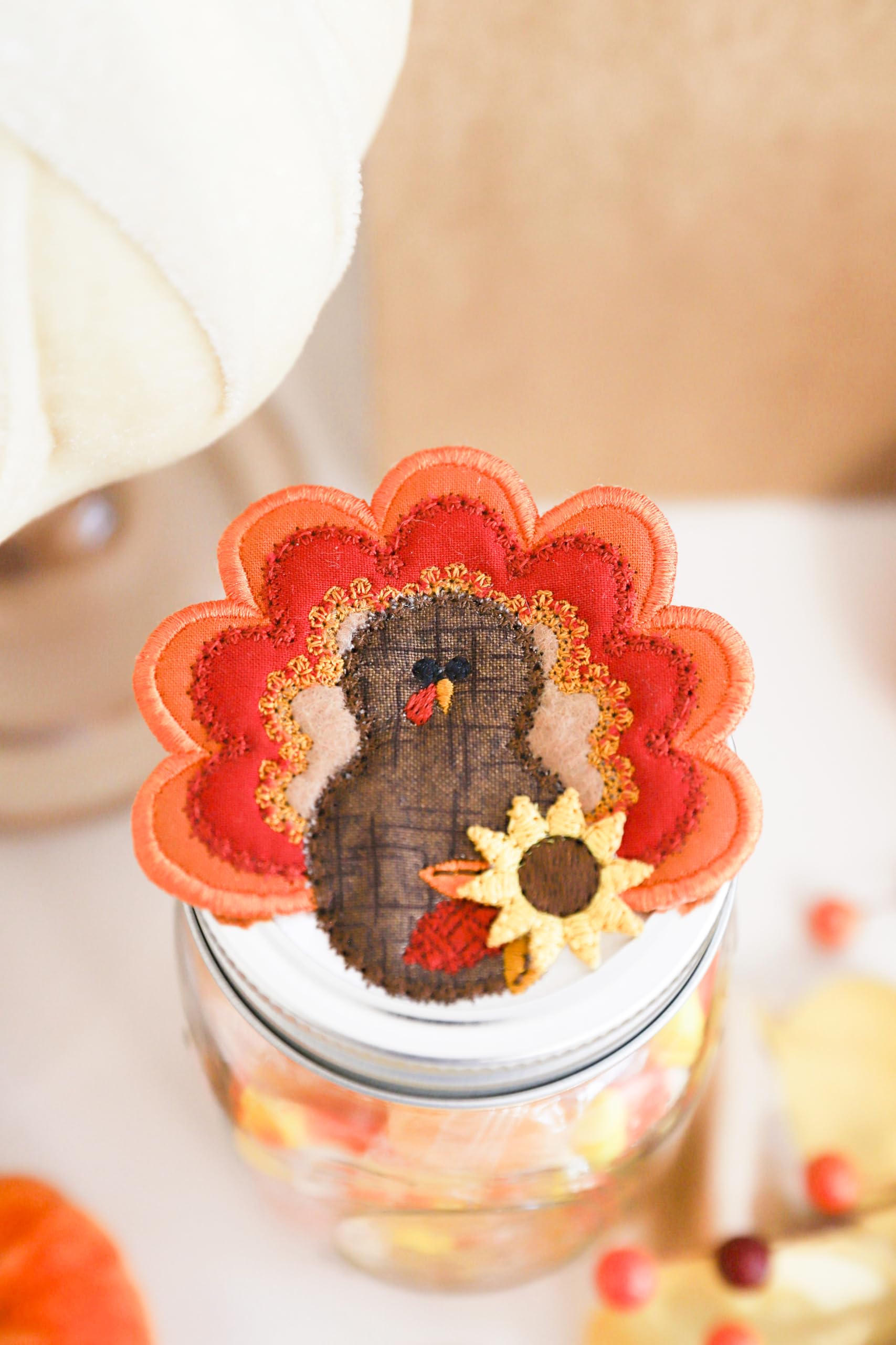 Kimberbell Seasonal Jar Toppers for Machine Embroidery – 7 Holiday Designs in 5x7 & 4x4 Hoop – 3D Elements & Gift Tags – Digital Download Code