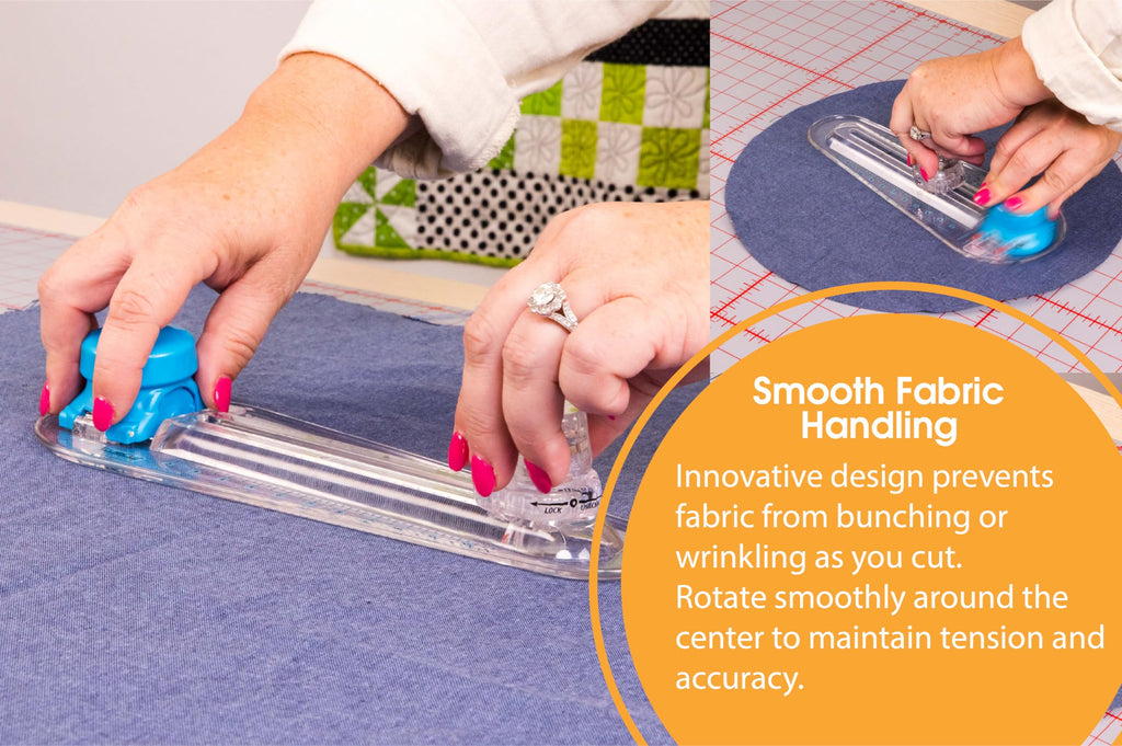 TrueCut 360° Fabric Circle Cutter – Rotary Cutting Tool for Quilting, Sewing, Crafting – Cuts Perfect 1-12" Circles in Fabric, Felt, Vinyl, Paper – Easy-to-Use Precision Blade