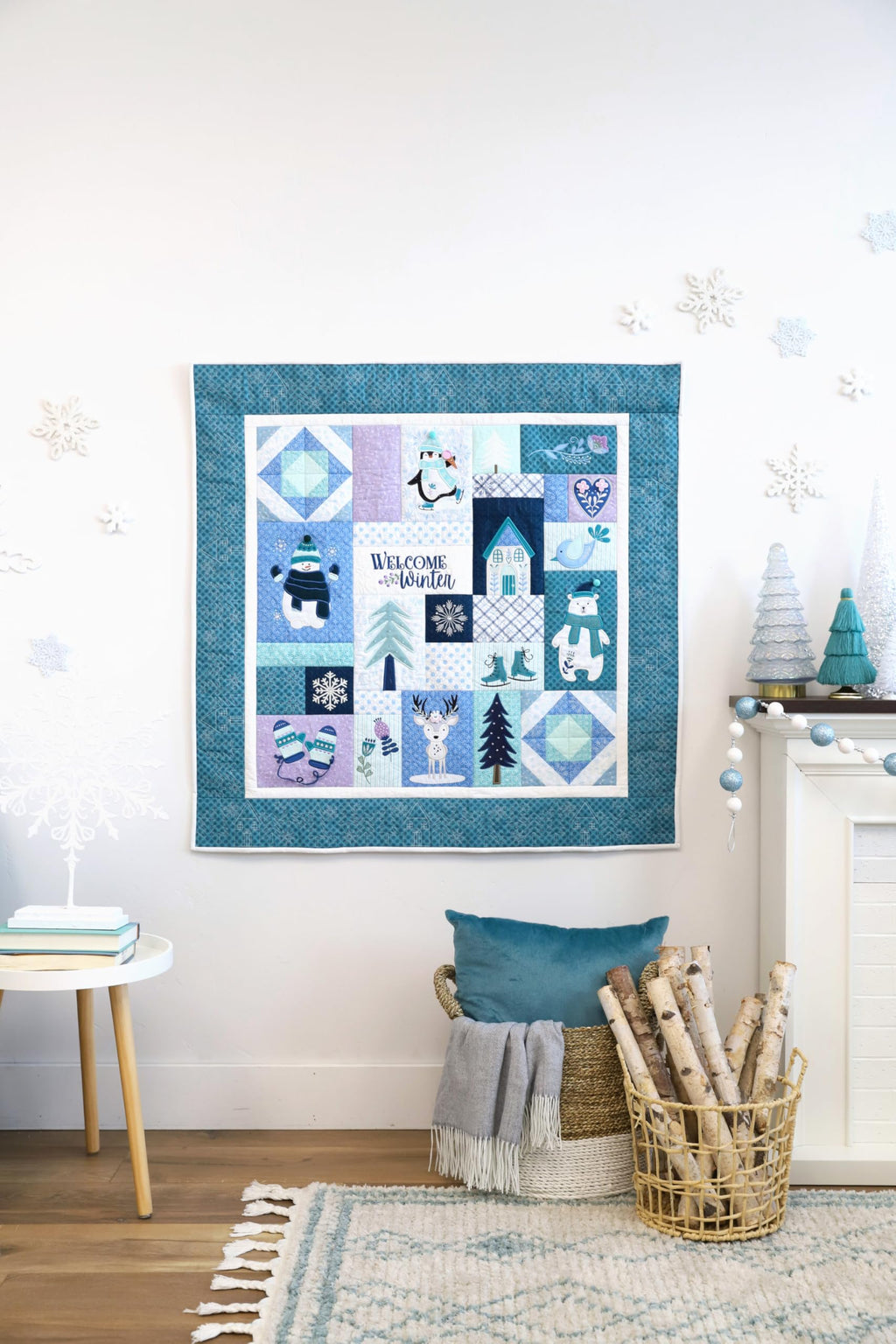 Kimberbell Enchanted Winter Feature Quilt – 40x40 Winter Quilt Pattern with Appliqué & In-the-Hoop Blocks – Instruction Book + Digital Redemption Code for Machine Embroidery Designs