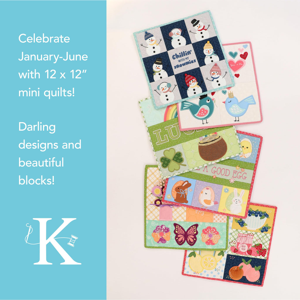 Kimberbell Mini Quilts Vol. 1: Jan–June Machine Embroidery CD – 6 Seasonal 12x12” in-The-Hoop Projects for 5x7 or Larger Hoops, Includes Quilting Designs & Instructions