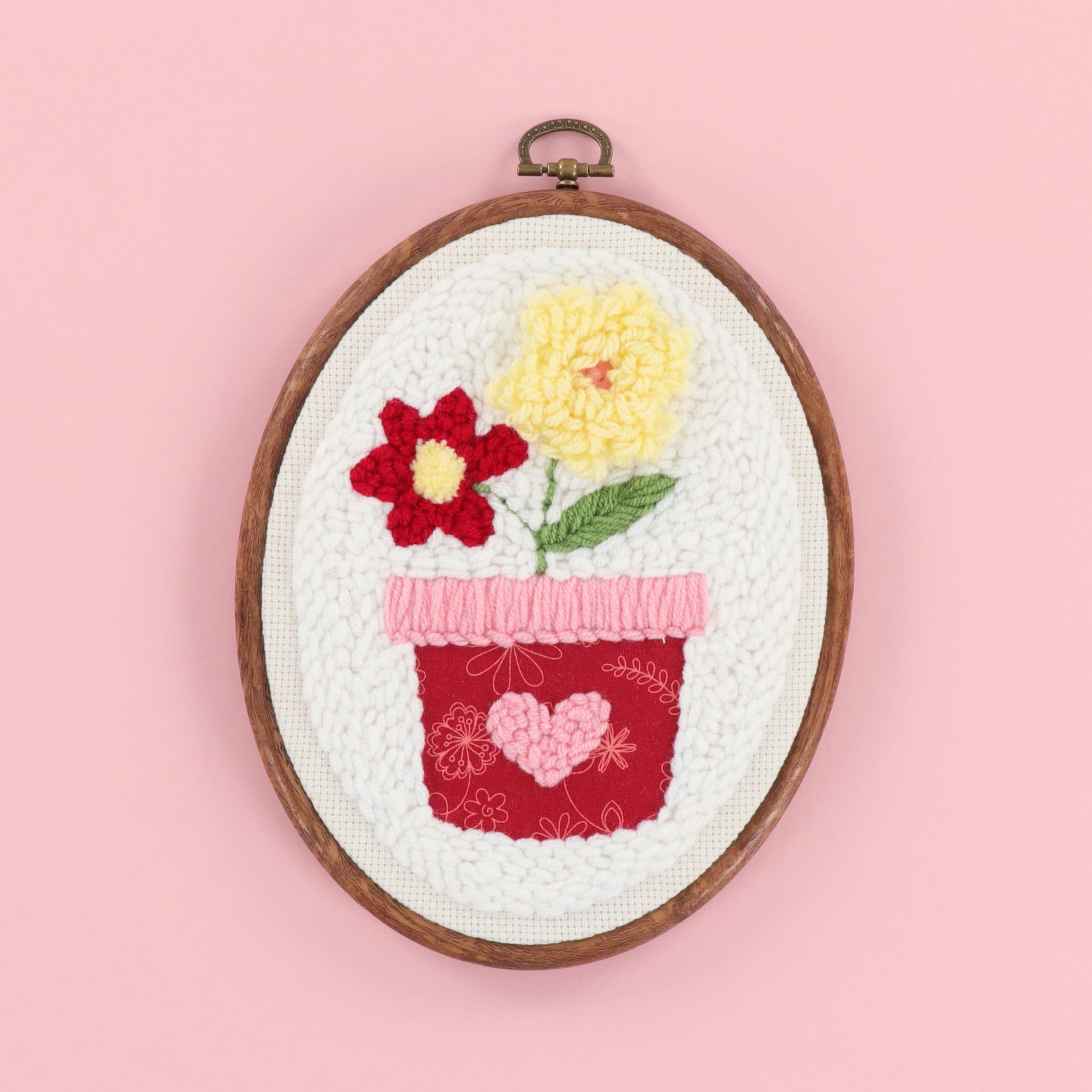 Kimberbell Punch Needle Kit – Love Blooms - Complease DIY Punch Needle Set with Tool, Monks Cloth, Yarn, Frame, Embelishments & Reusable Project Bag | Beginner-Friendly DIY Needle Punching Craft