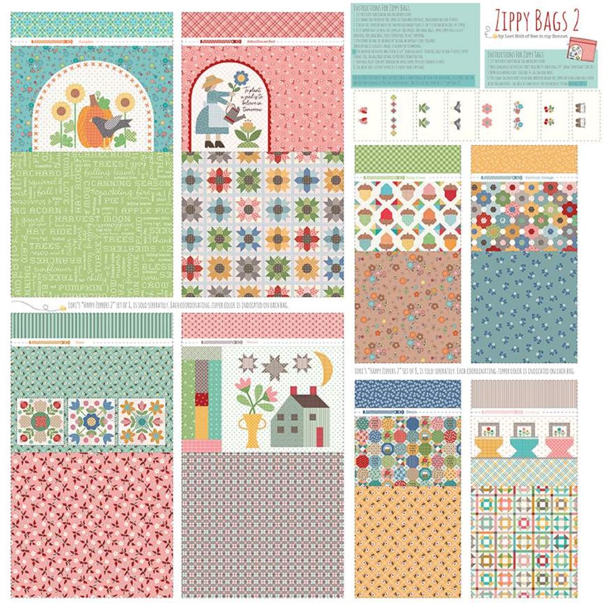 Riley Blake’s Assortment of Premium Quilting Fabric Panels, Perfect for Quilting, Apparel, DIY Crafting, and Home Decor (Calico Home Décor Zippy Bags 2 Panel)