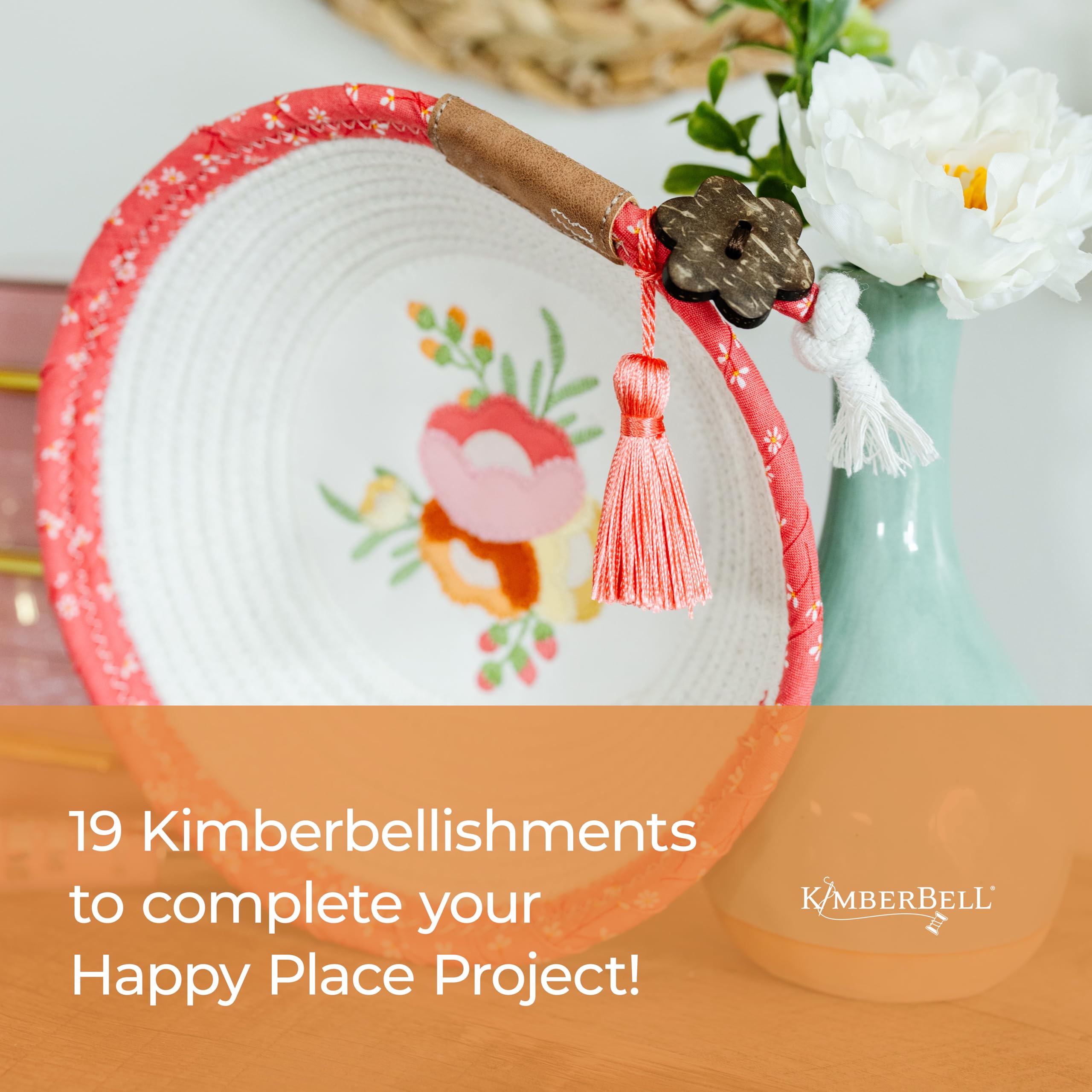 Kimberbell Mug Rugs Vol. 6, 7pcs Set w. Velvet, Bows and Embroidery Leather, Embroidery Supplies, Quilting Embellishments
