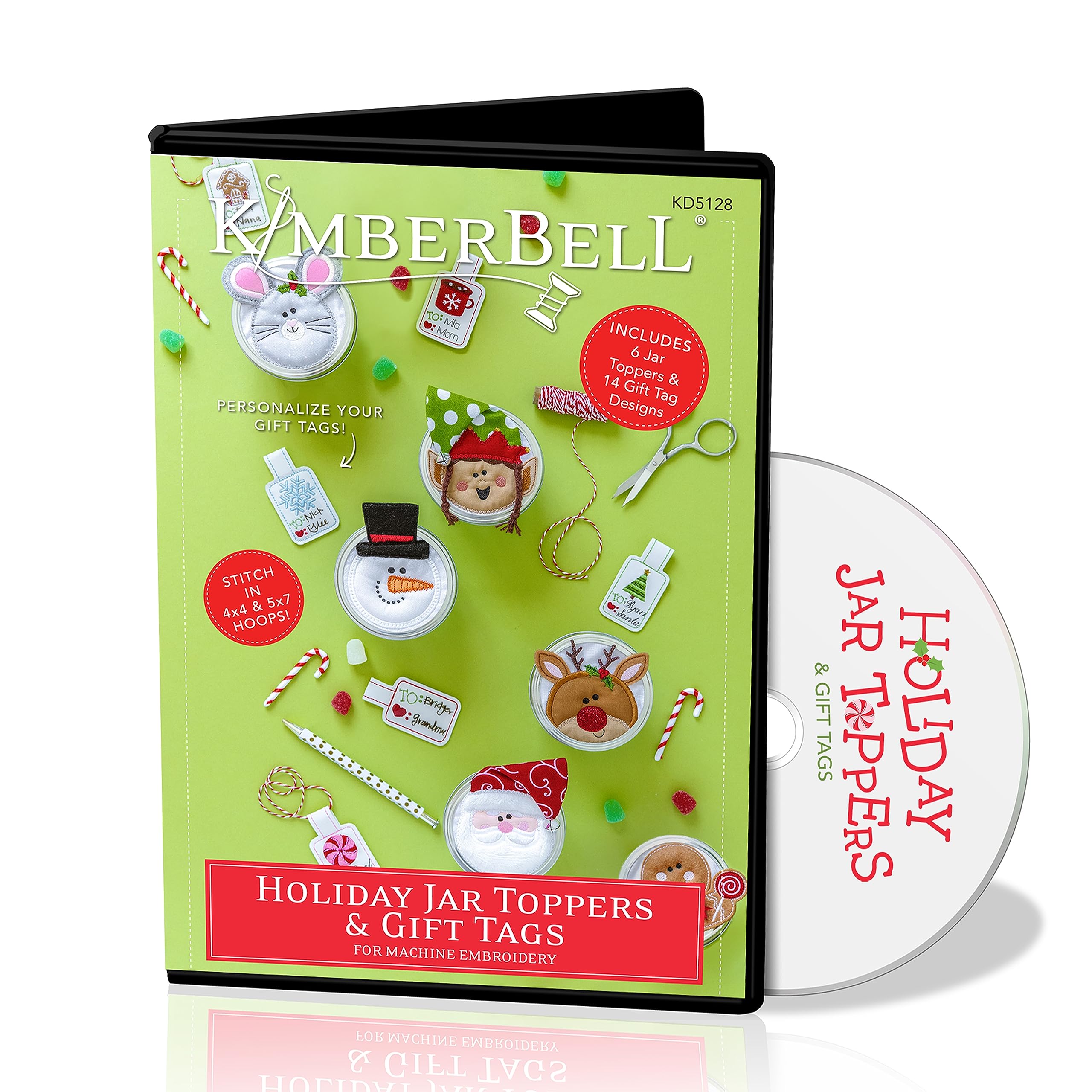Kimberbell Holiday Jar Toppers & Gift Tags - Christmas Holiday Gift Tag Favors, Greeting Tags for DIY Crafts Holiday Party, Jar Toppers for Mason Jars, Arts & Crafts Kits