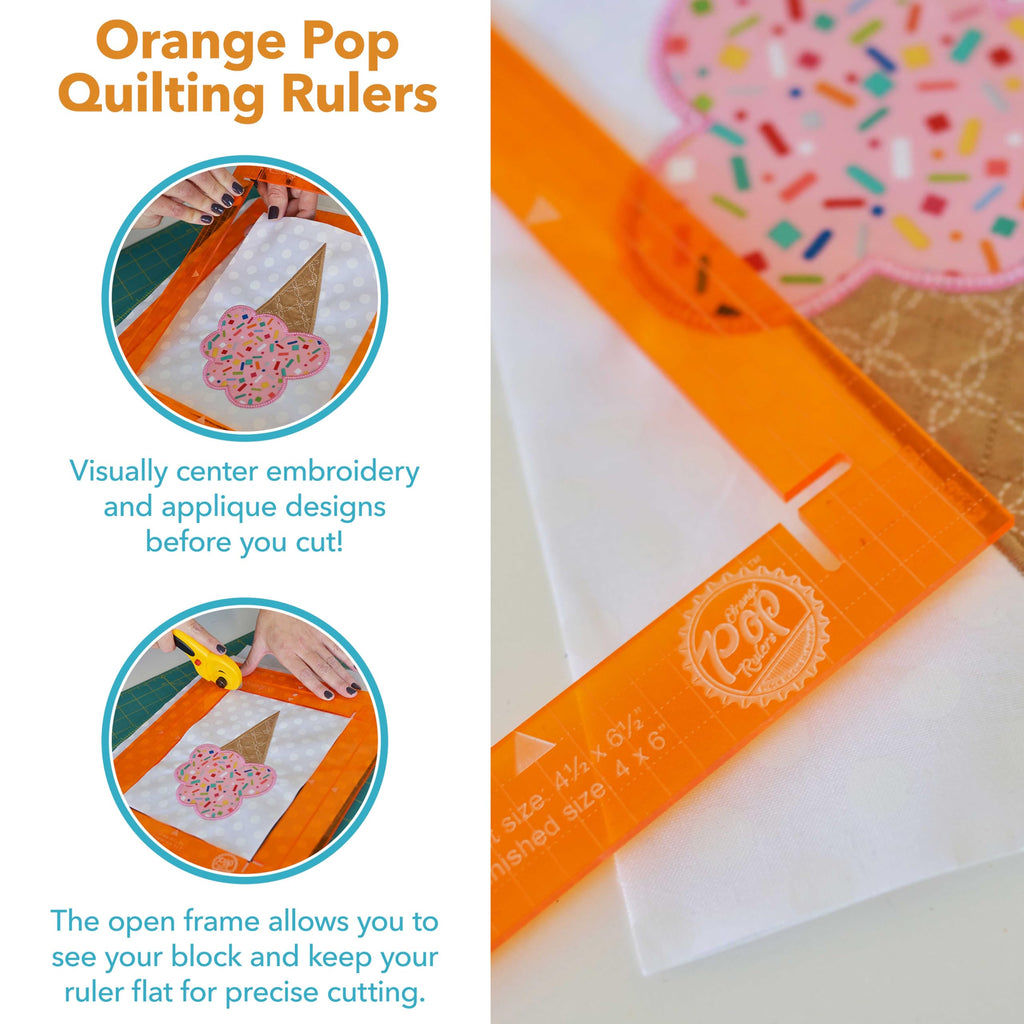 Kimberbell Orange Pop Rulers for Quilting, Perfect Quilt Blocks