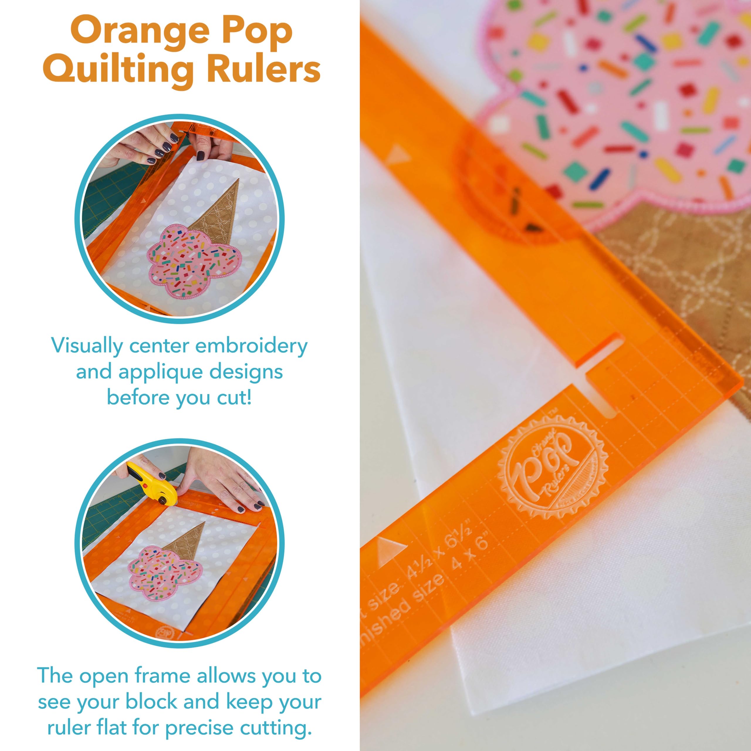 Kimberbell Orange Pop Rulers for Quilting, Perfect Quilt Blocks