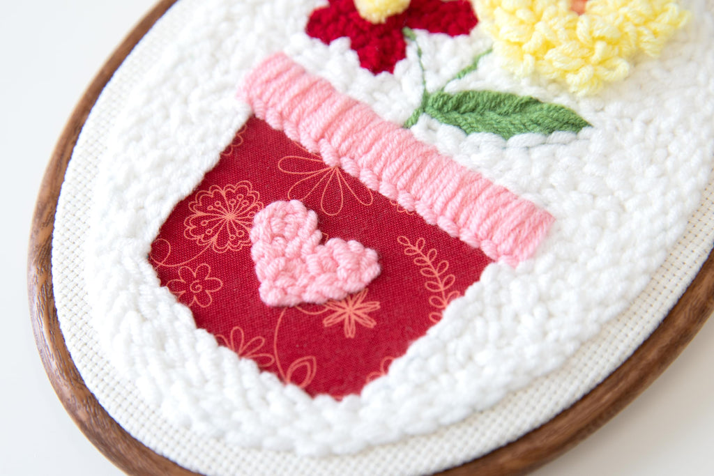 Kimberbell Punch Needle Kit – Love Blooms - Complease DIY Punch Needle Set with Tool, Monks Cloth, Yarn, Frame, Embelishments & Reusable Project Bag | Beginner-Friendly DIY Needle Punching Craft